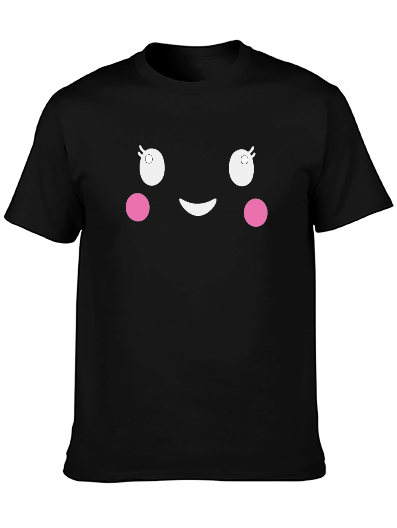 Cute Cartoon Face Black T-Shirt