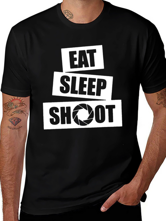 Eat Sleep Shoot Black Graphic T-Shirt
