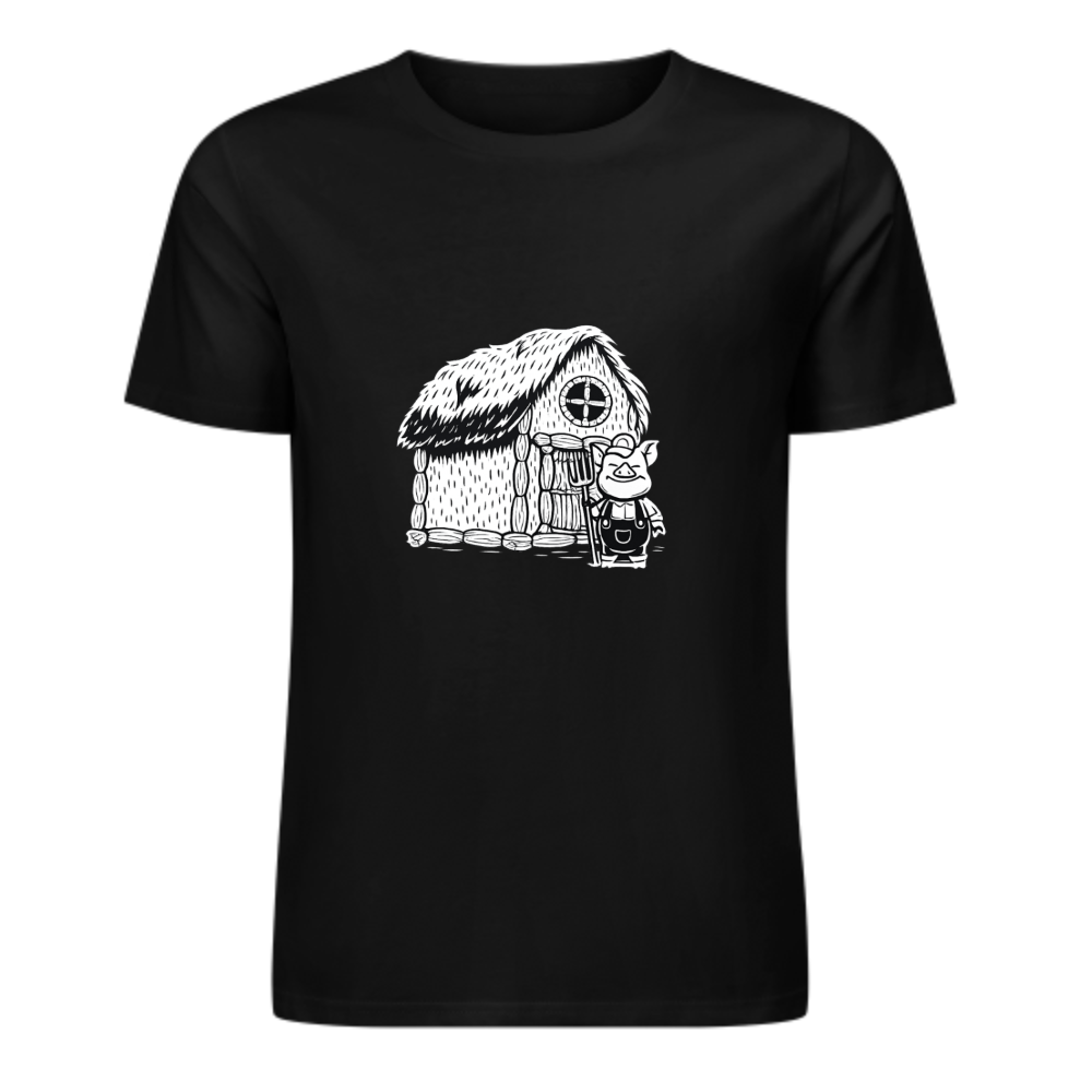 Funny Little Pig House T-Shirt | Cartoon Farm Graphic Tee(z127)