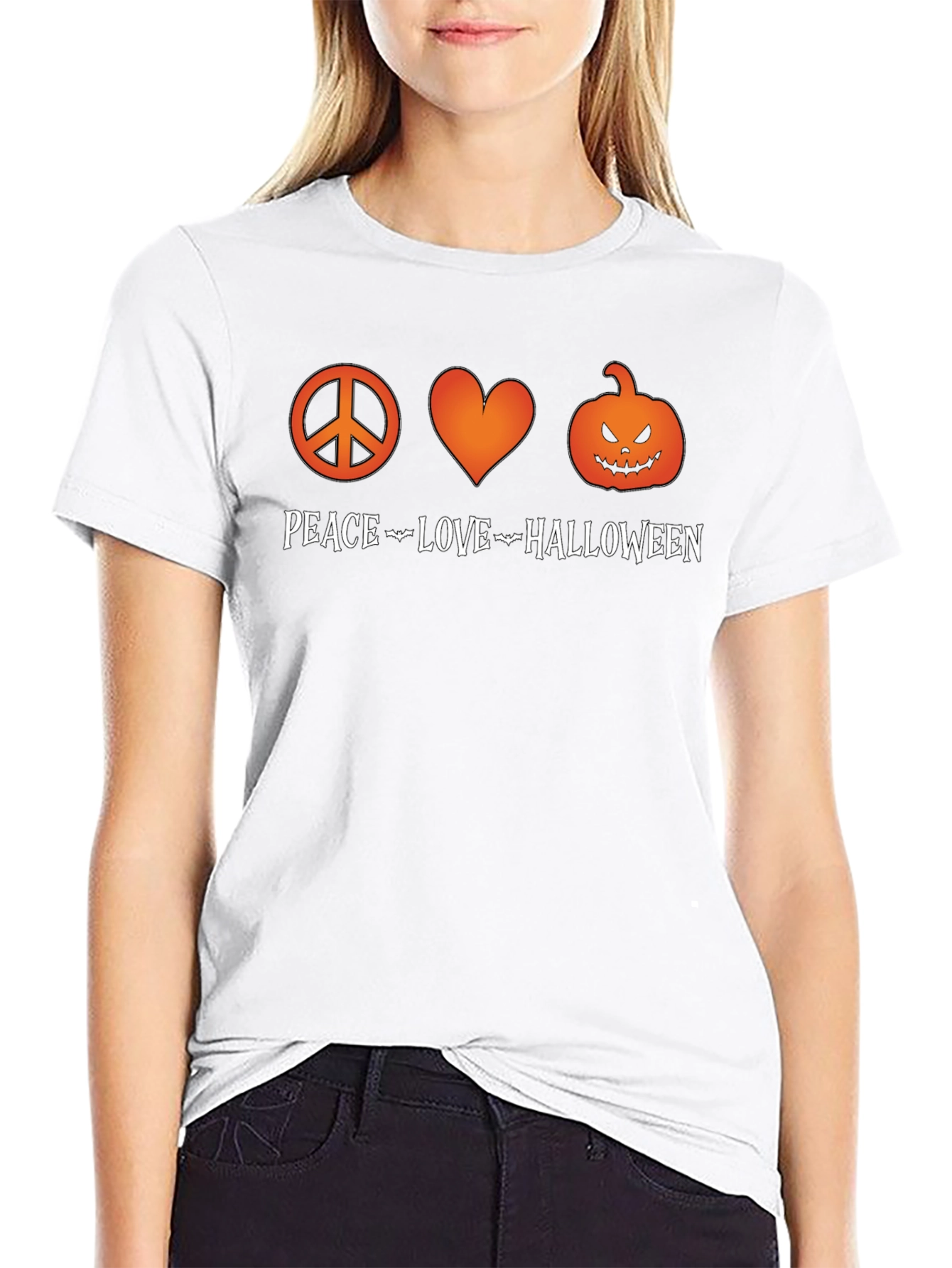 Peace Love Halloween Graphic T-Shirt