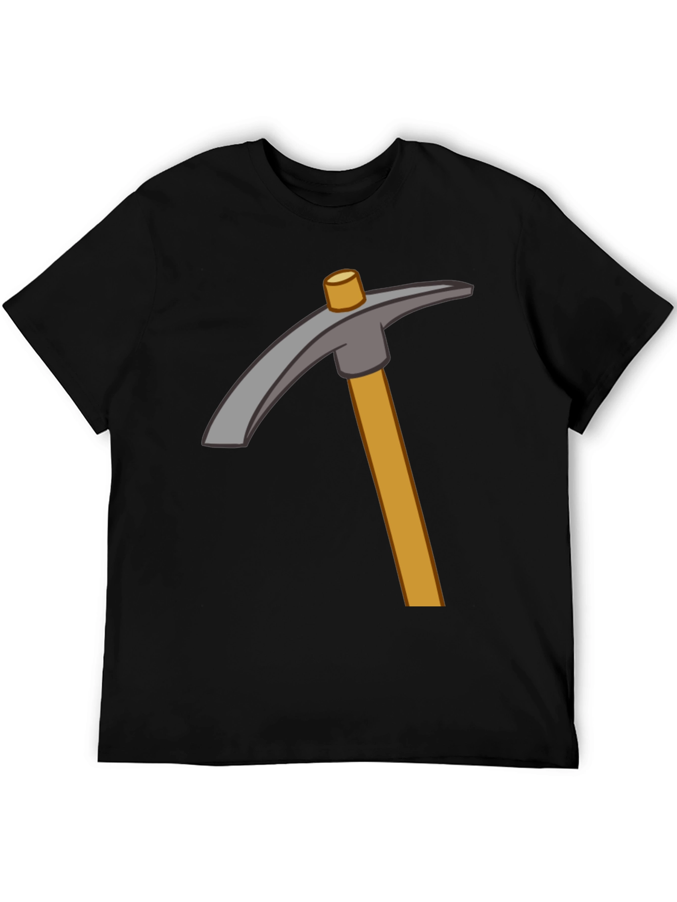 Minecraft Pickaxe Graphic Tee - Black Cotton Casual T-Shirt