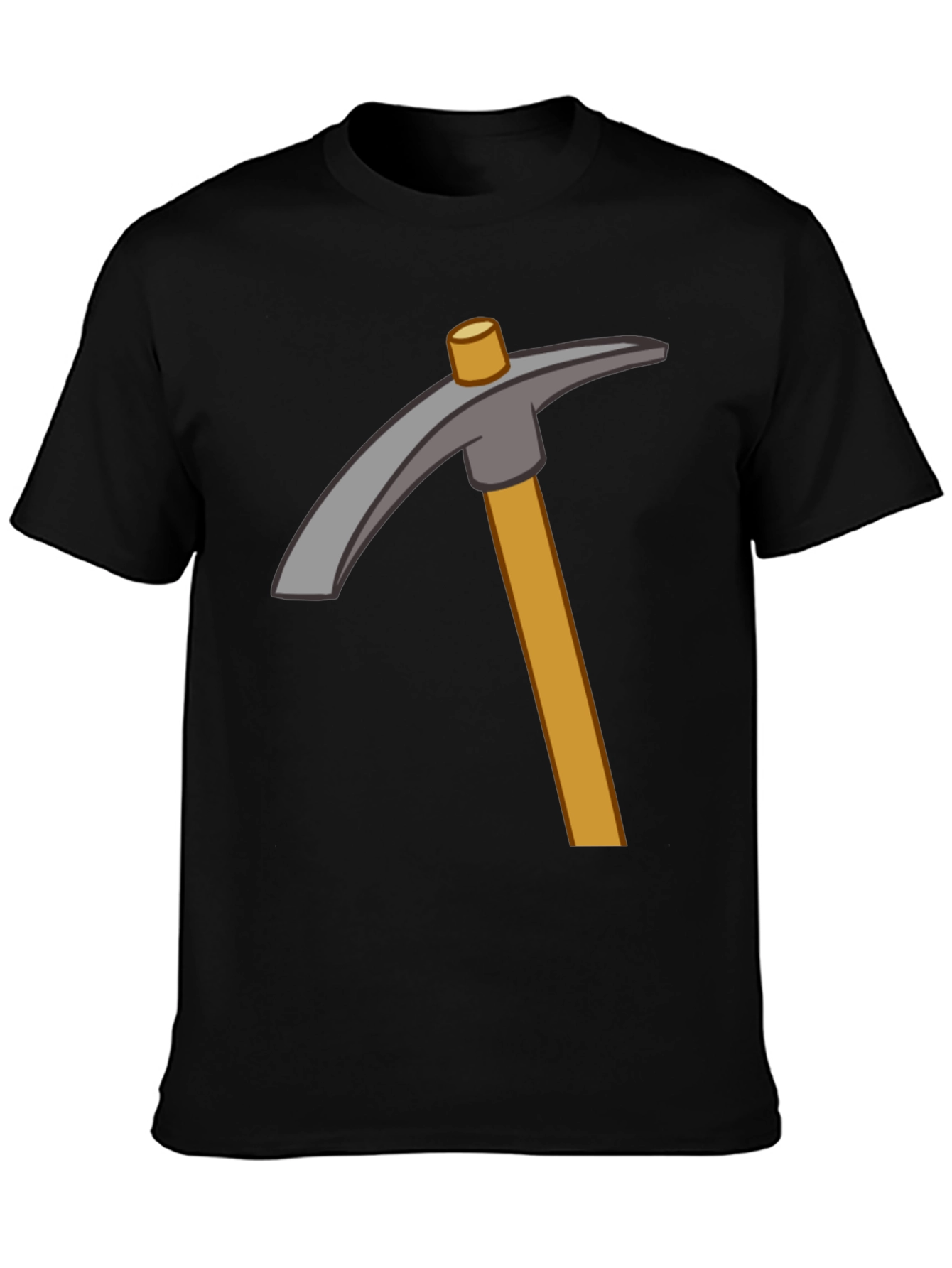 Minecraft Pickaxe Graphic Tee - Black Cotton Casual T-Shirt