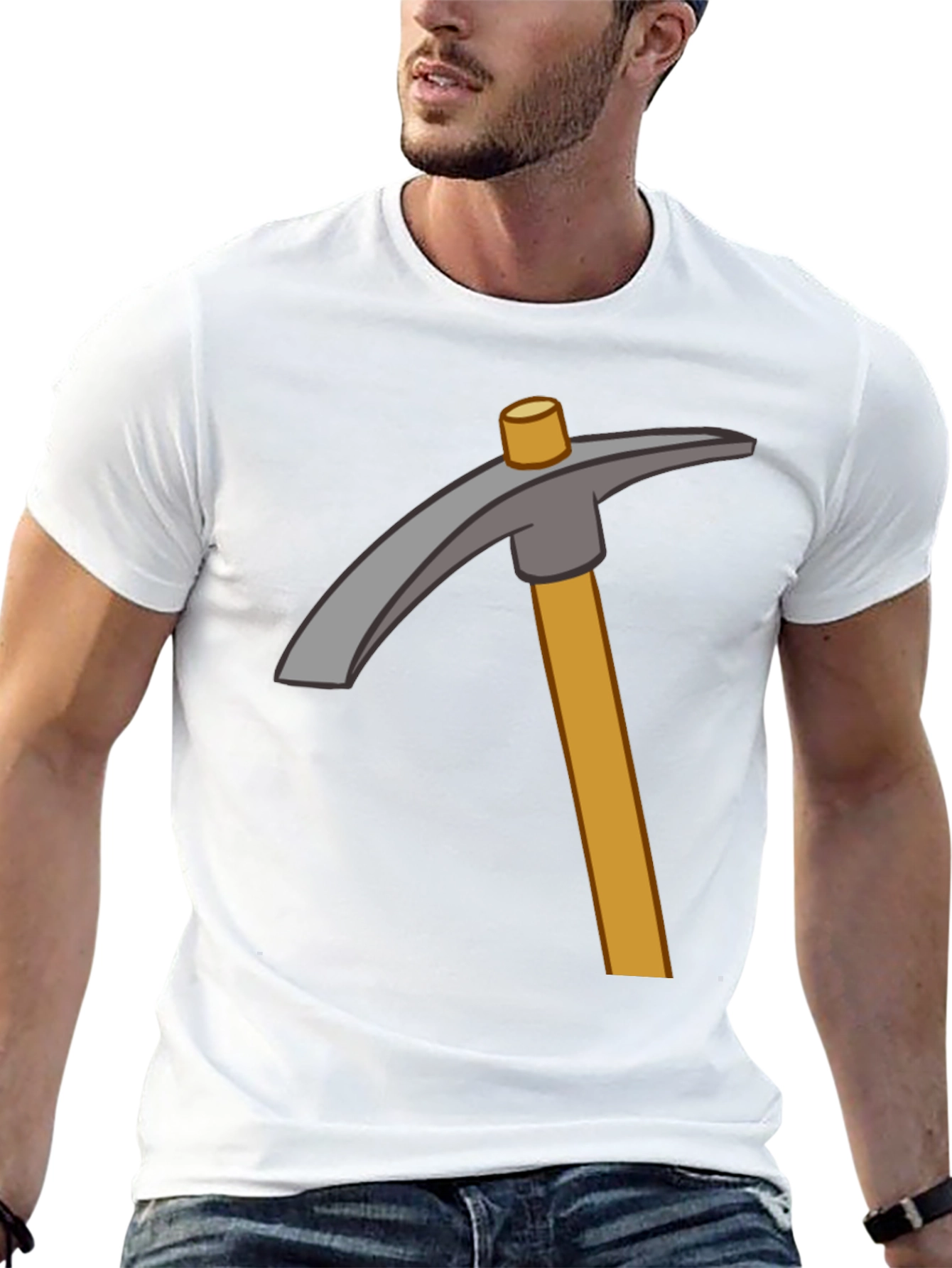 Minecraft Pickaxe Graphic Tee - Black Cotton Casual T-Shirt
