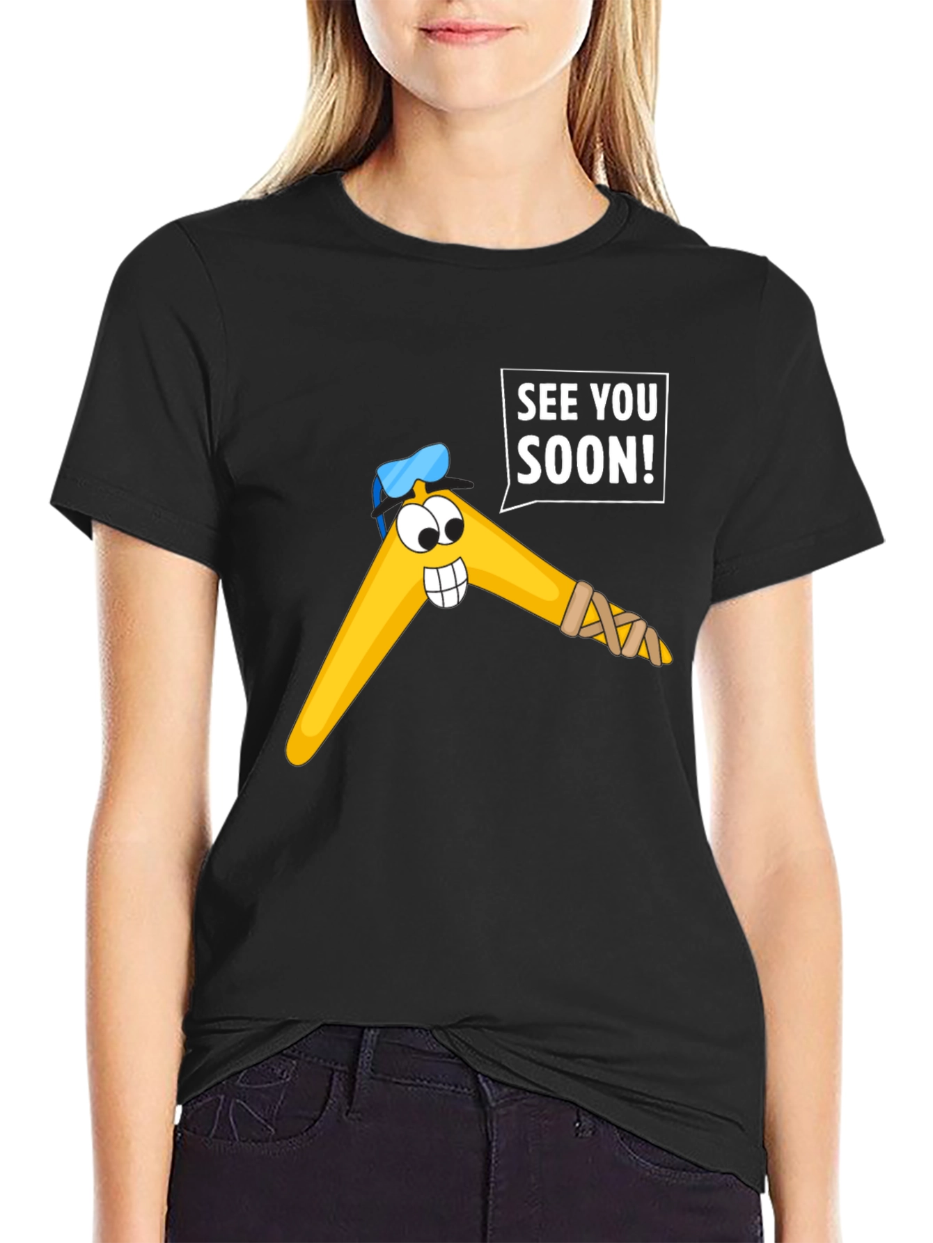 Funny Boomerang Cartoon Graphic Tee - See You Soon!