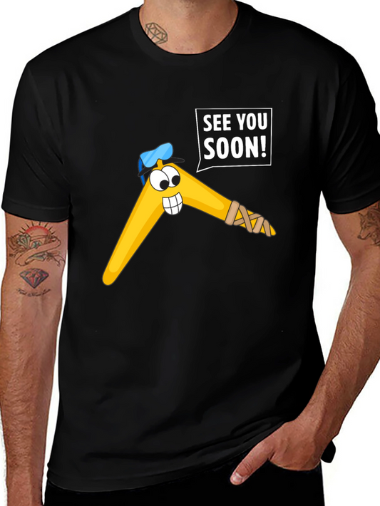 Funny Boomerang Cartoon Graphic Tee - See You Soon!