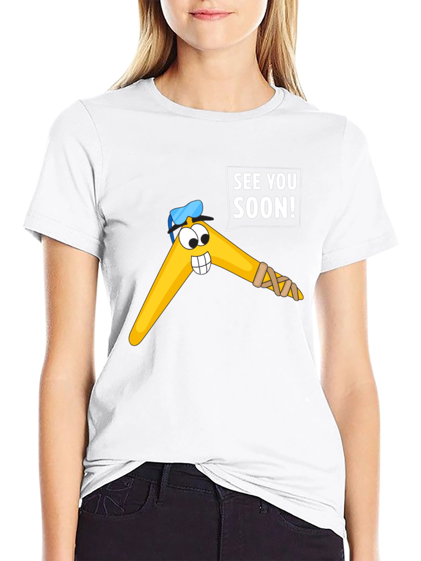 Funny Boomerang Cartoon Graphic Tee - See You Soon!
