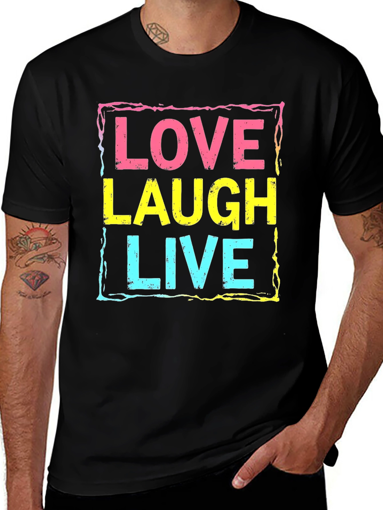 Love Laugh Live Graphic Tee - Black Unisex T-Shirt