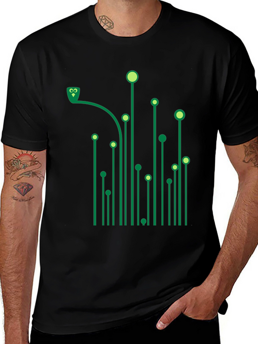 Green Circuit Owl Black T-Shirt