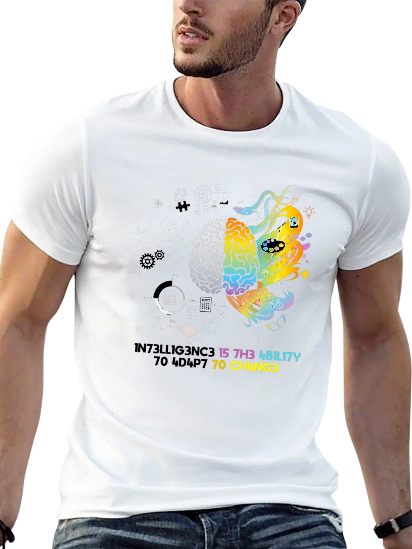Brain Power Graphic Tee - Creativity & Logic T-Shirt