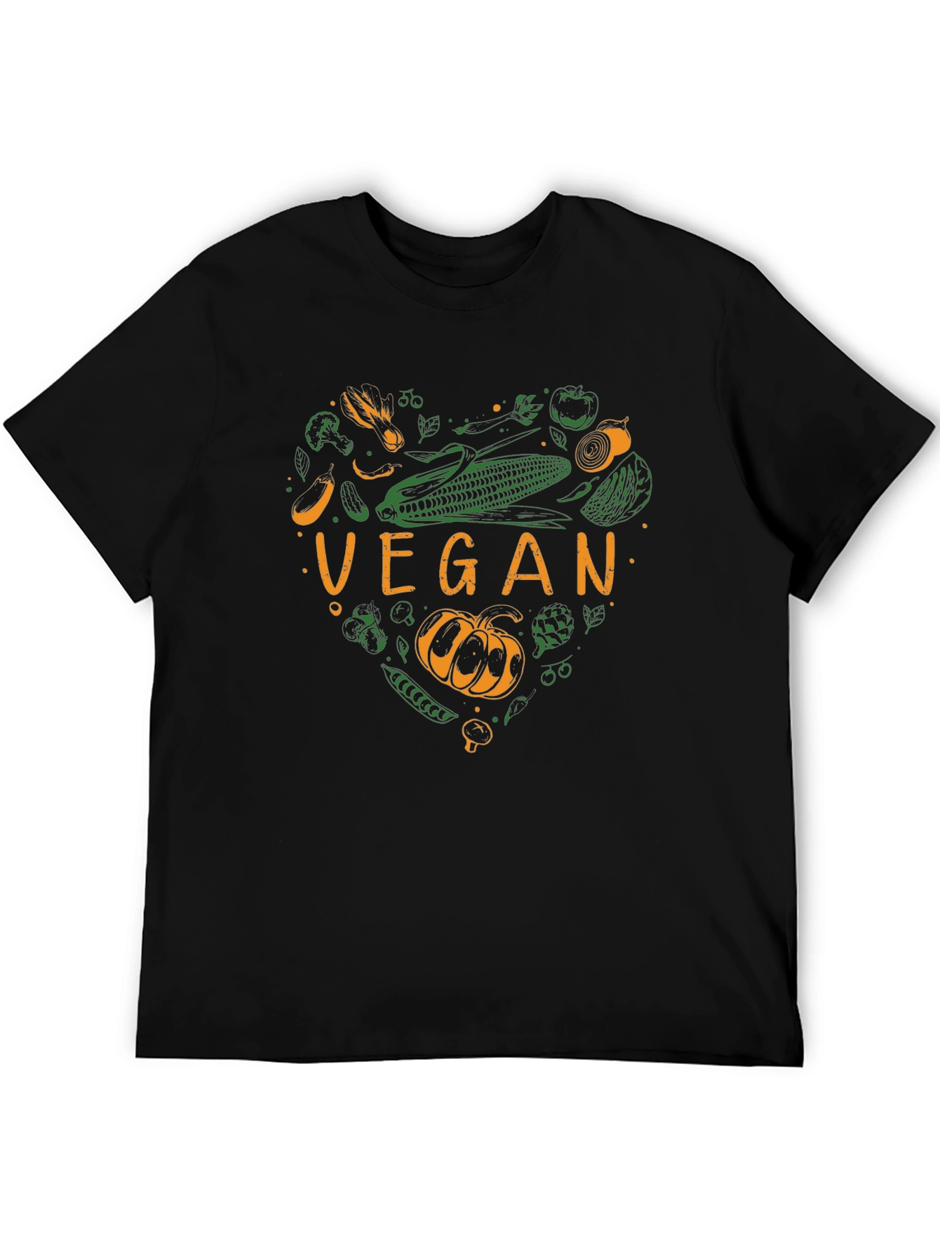 Vegan Heart Graphic Tee - Black Cotton T-Shirt