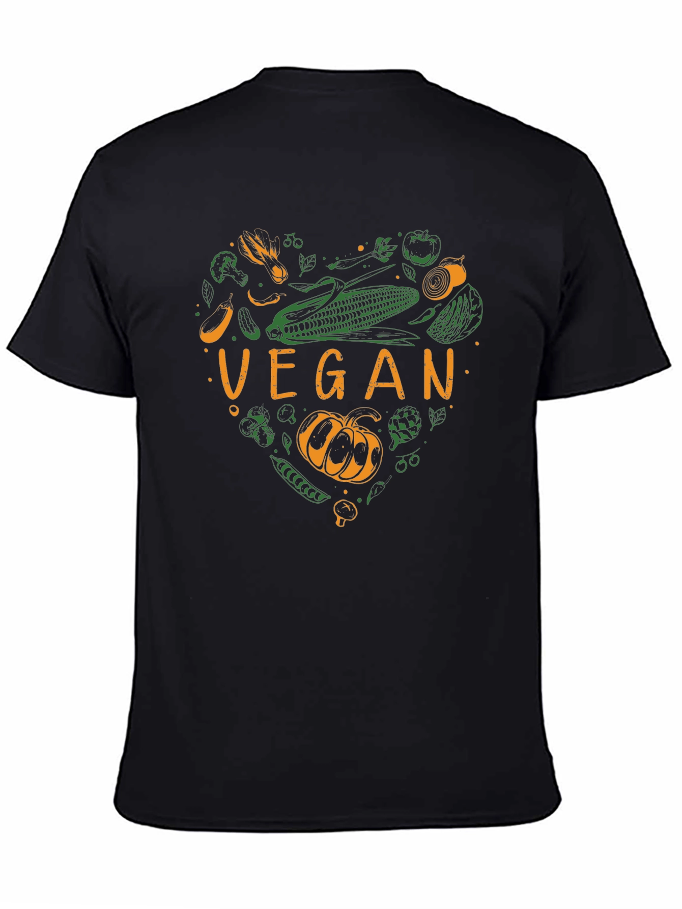 Vegan Heart Graphic Tee - Black Cotton T-Shirt