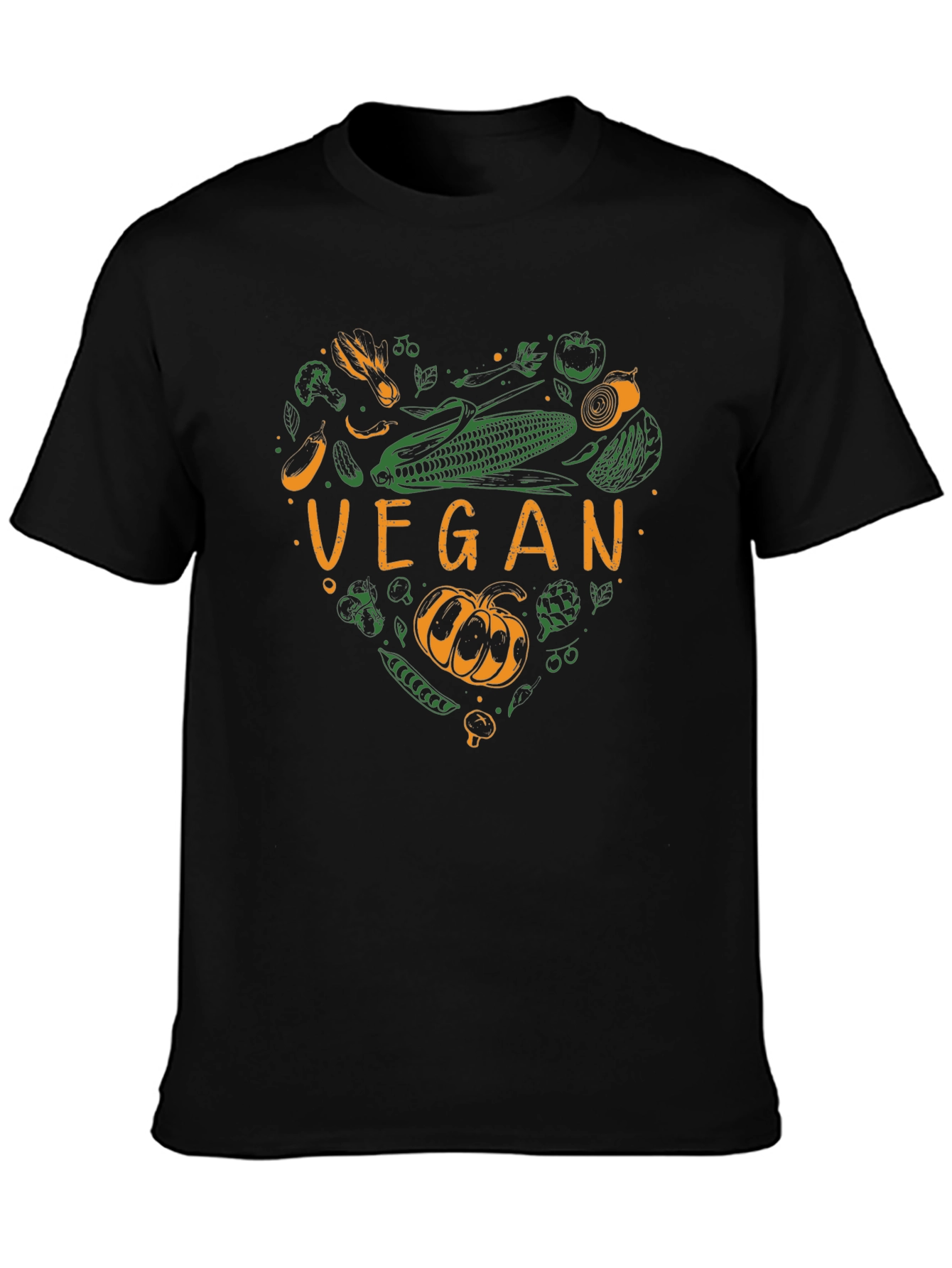 Vegan Heart Graphic Tee - Black Cotton T-Shirt