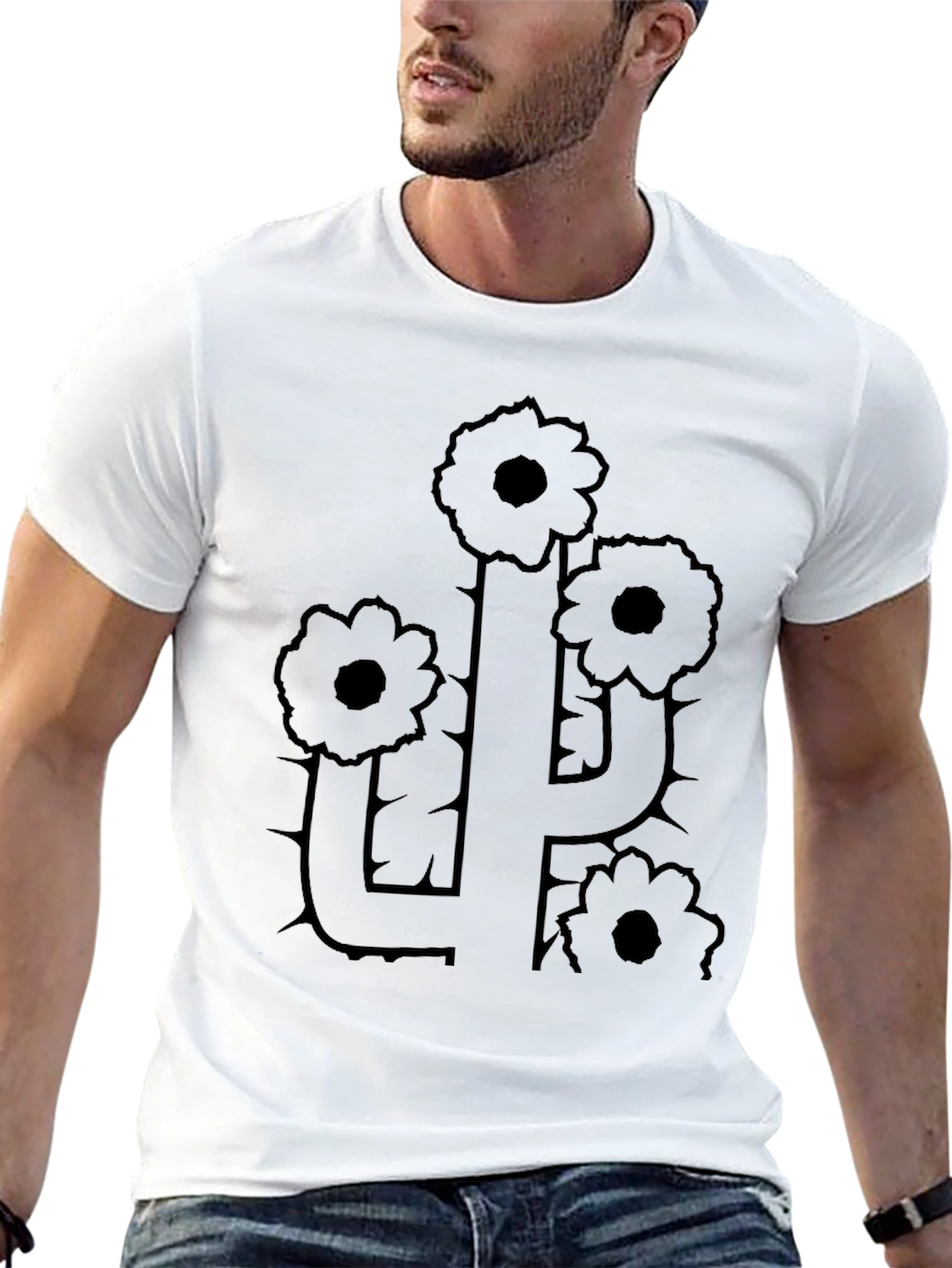 Black Cactus Flower Graphic Tee