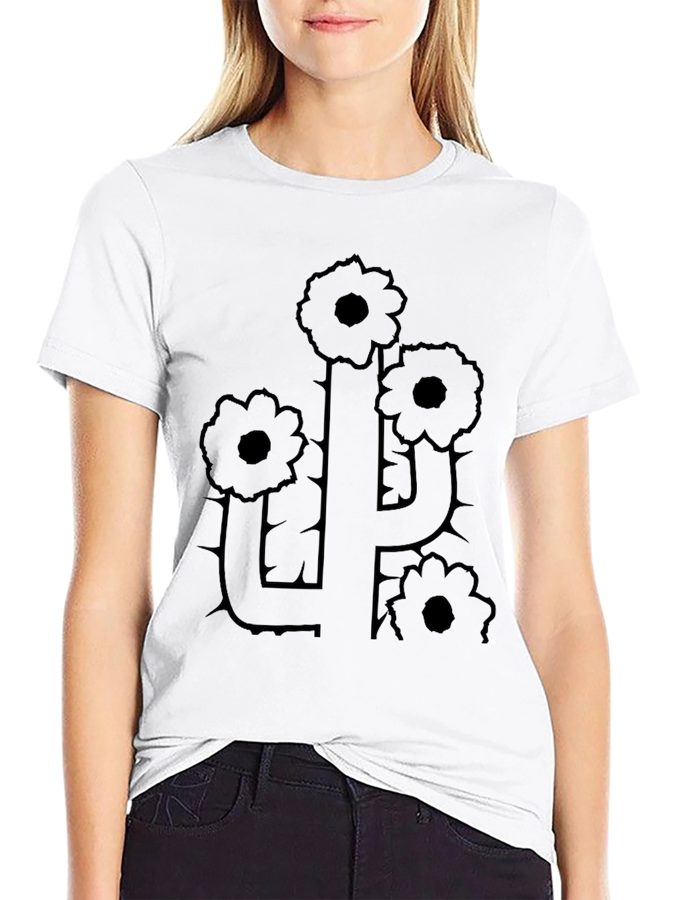 Black Cactus Flower Graphic Tee
