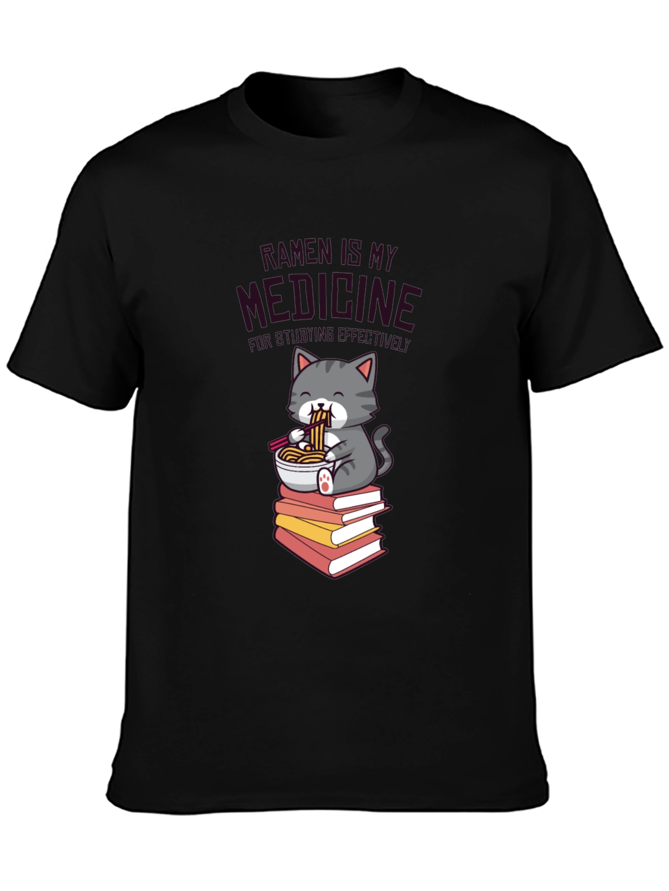 Ramen is My Medicine T-Shirt - Cute Cat Design