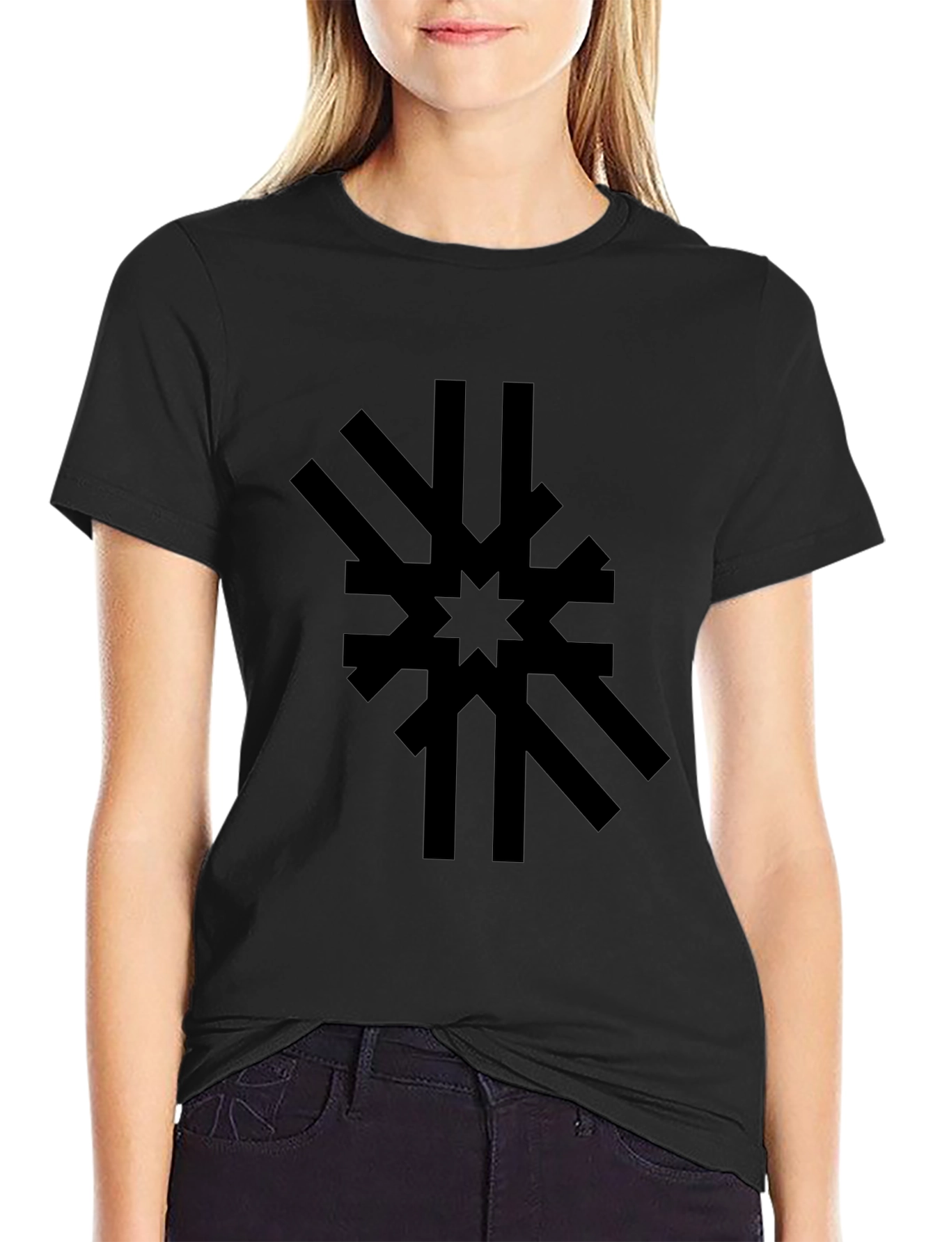 Abstract Starburst Graphic Tee - Black