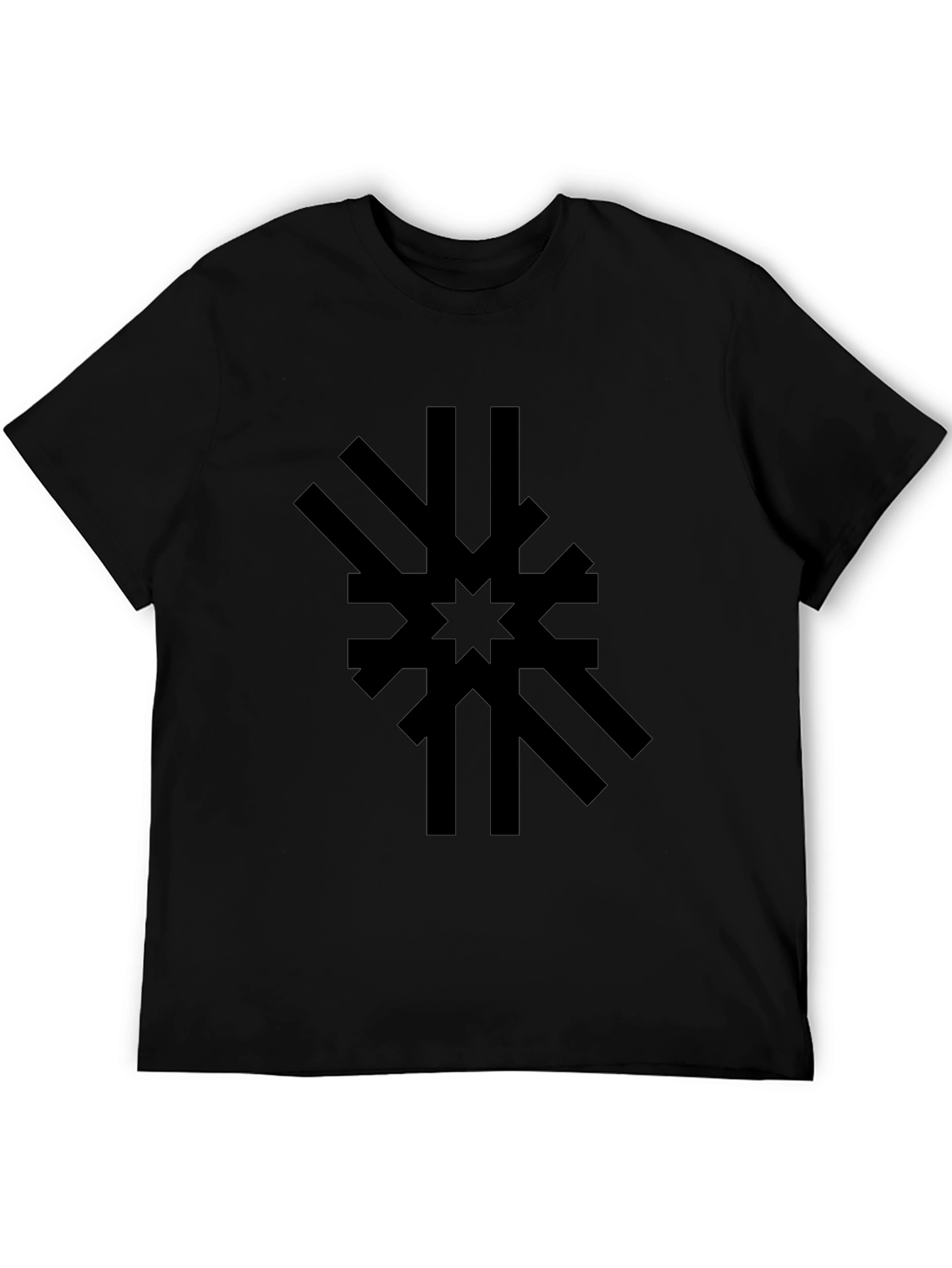 Abstract Starburst Graphic Tee - Black
