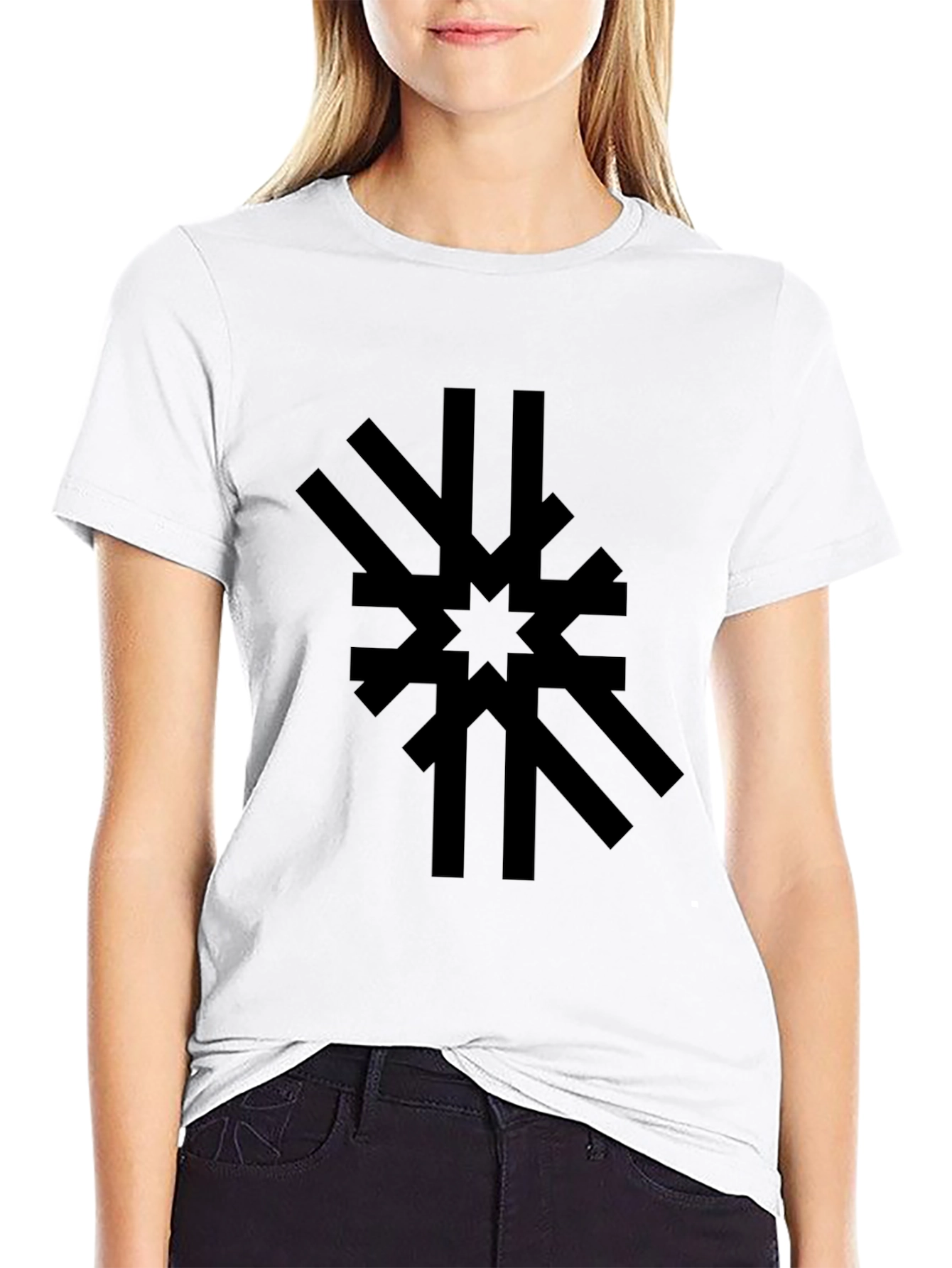 Abstract Starburst Graphic Tee - Black