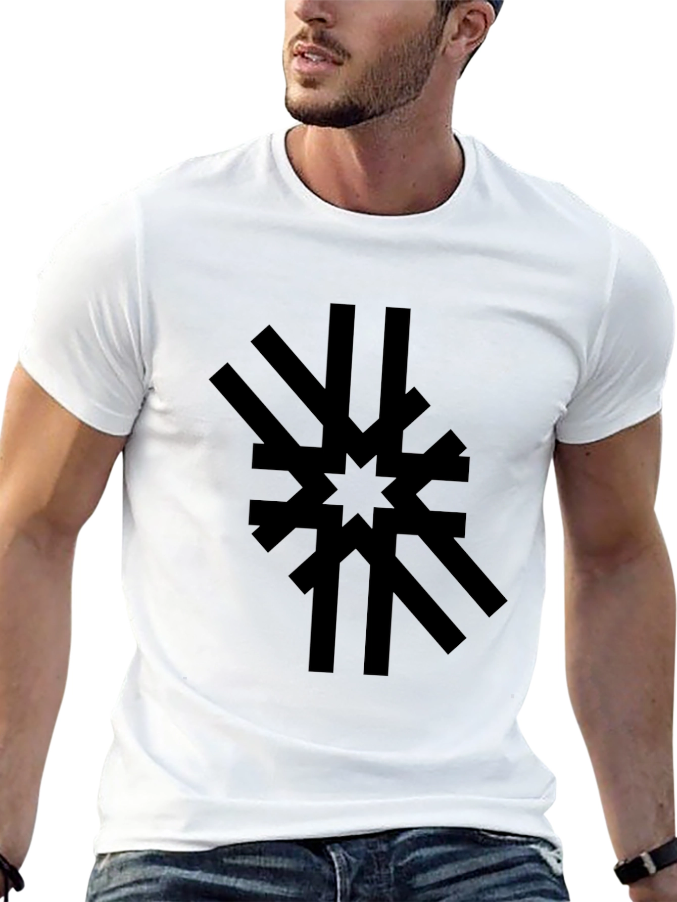 Abstract Starburst Graphic Tee - Black