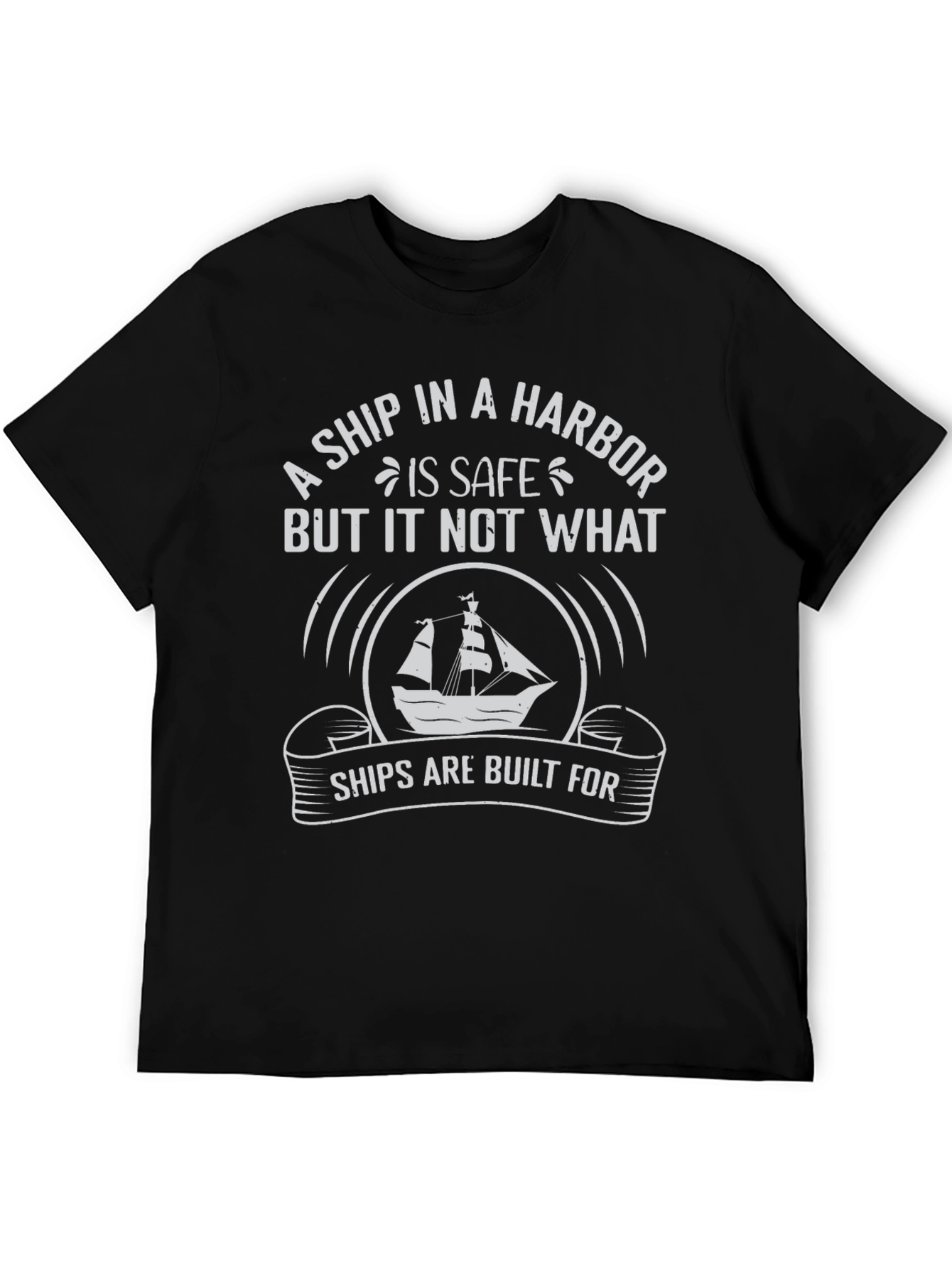 Ship in Harbor T-Shirt - Nautical Adventure Tee