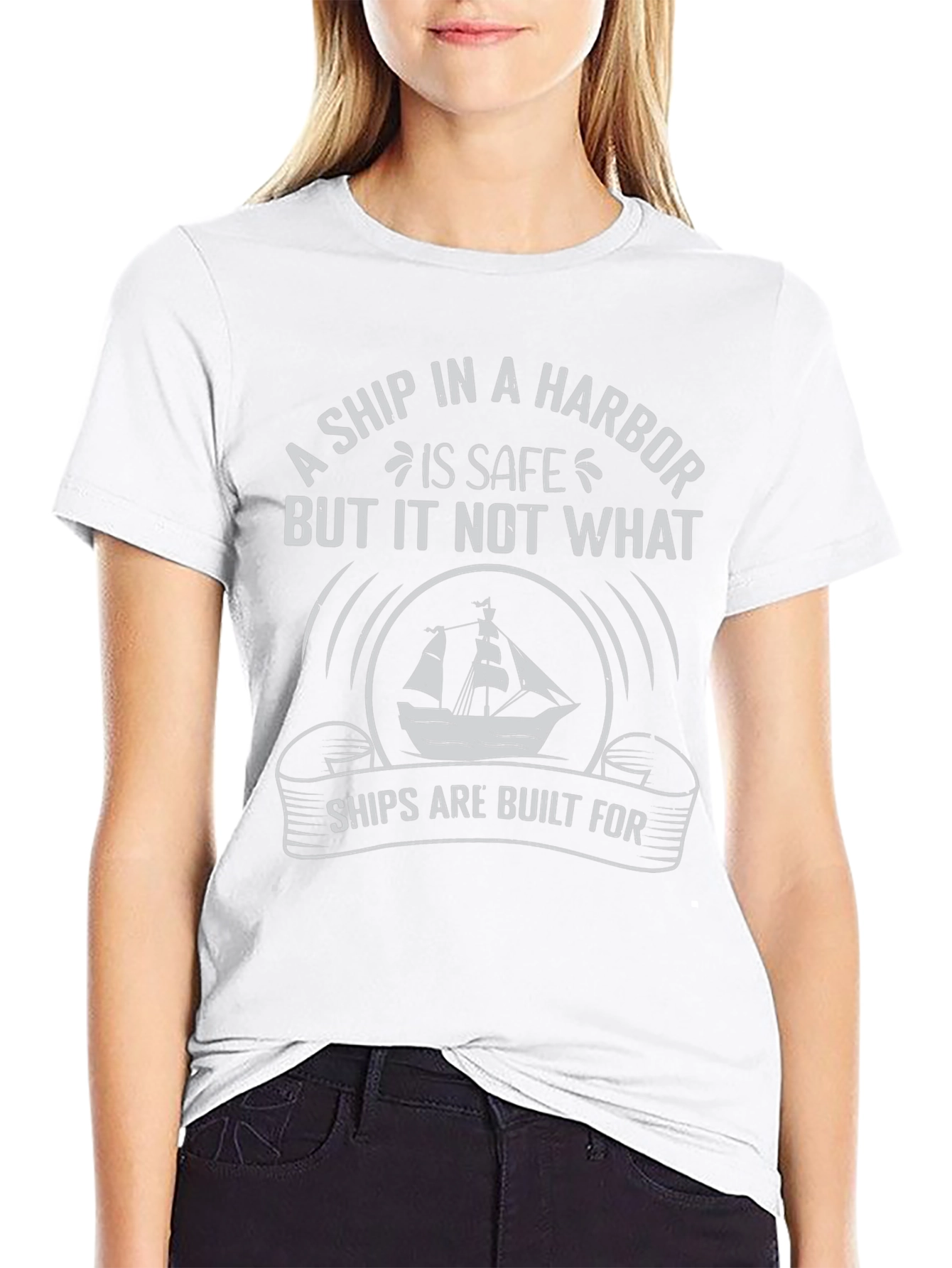 Ship in Harbor T-Shirt - Nautical Adventure Tee
