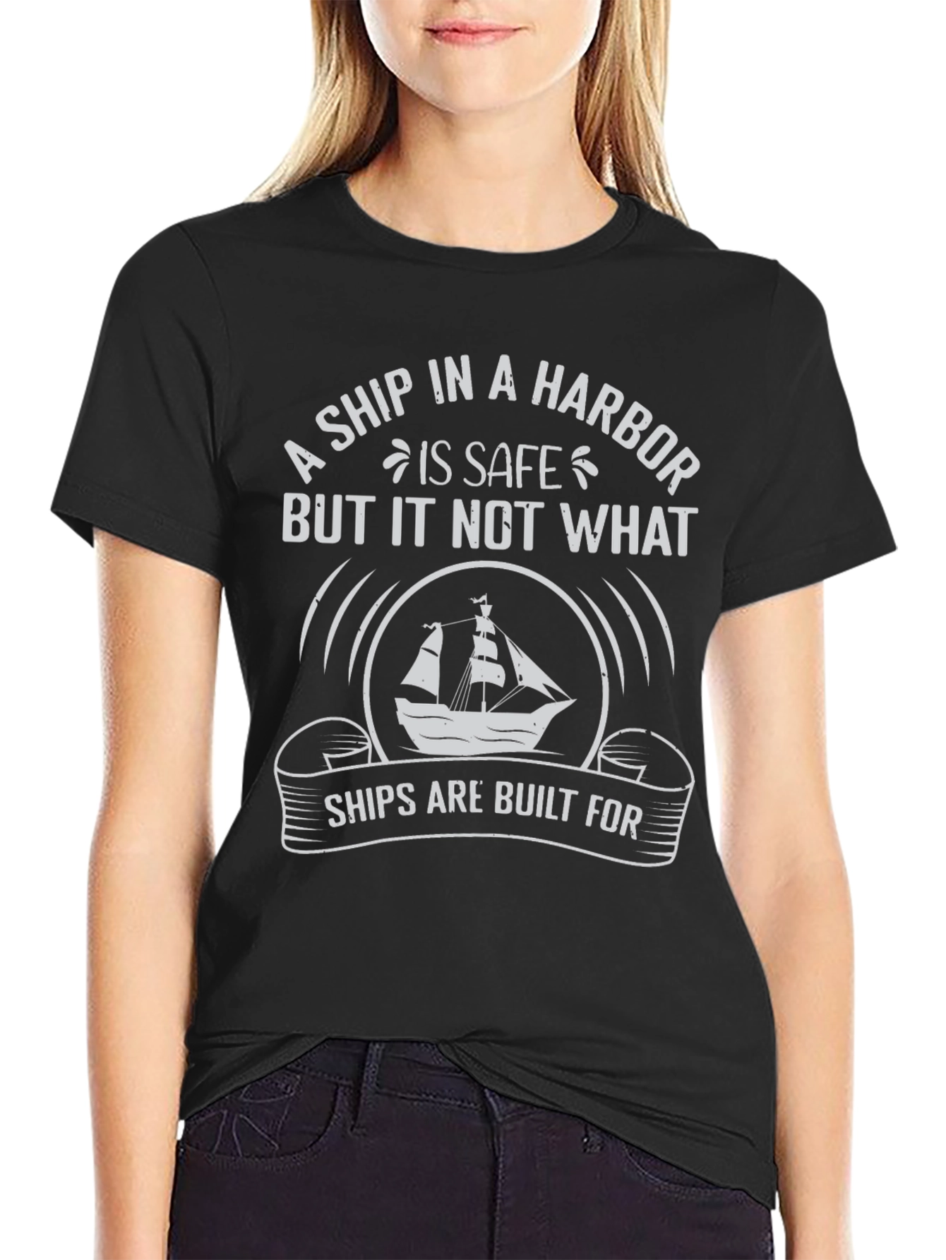 Ship in Harbor T-Shirt - Nautical Adventure Tee