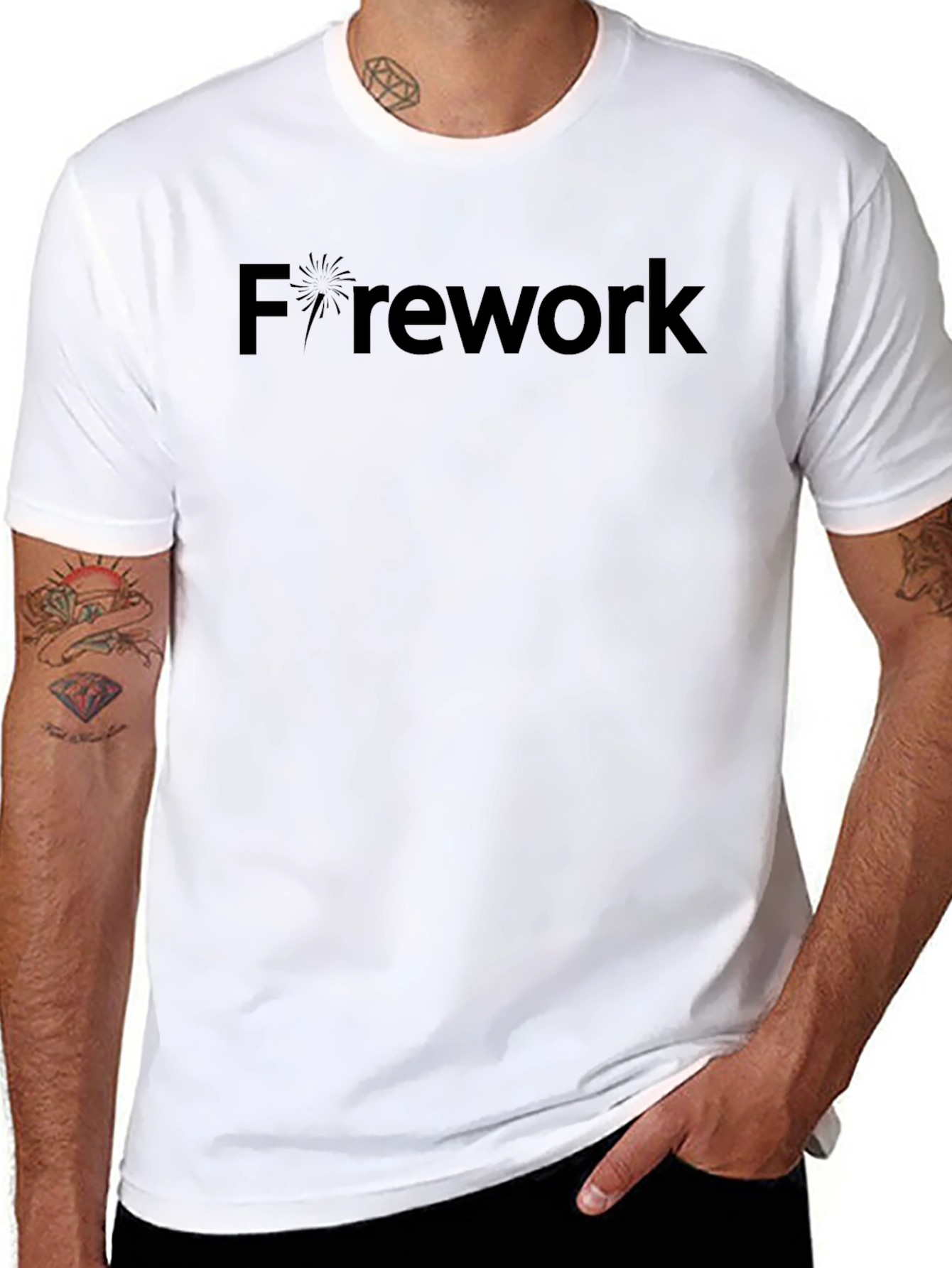 Firework Graphic Tee - Black Cotton Crewneck T-Shirt