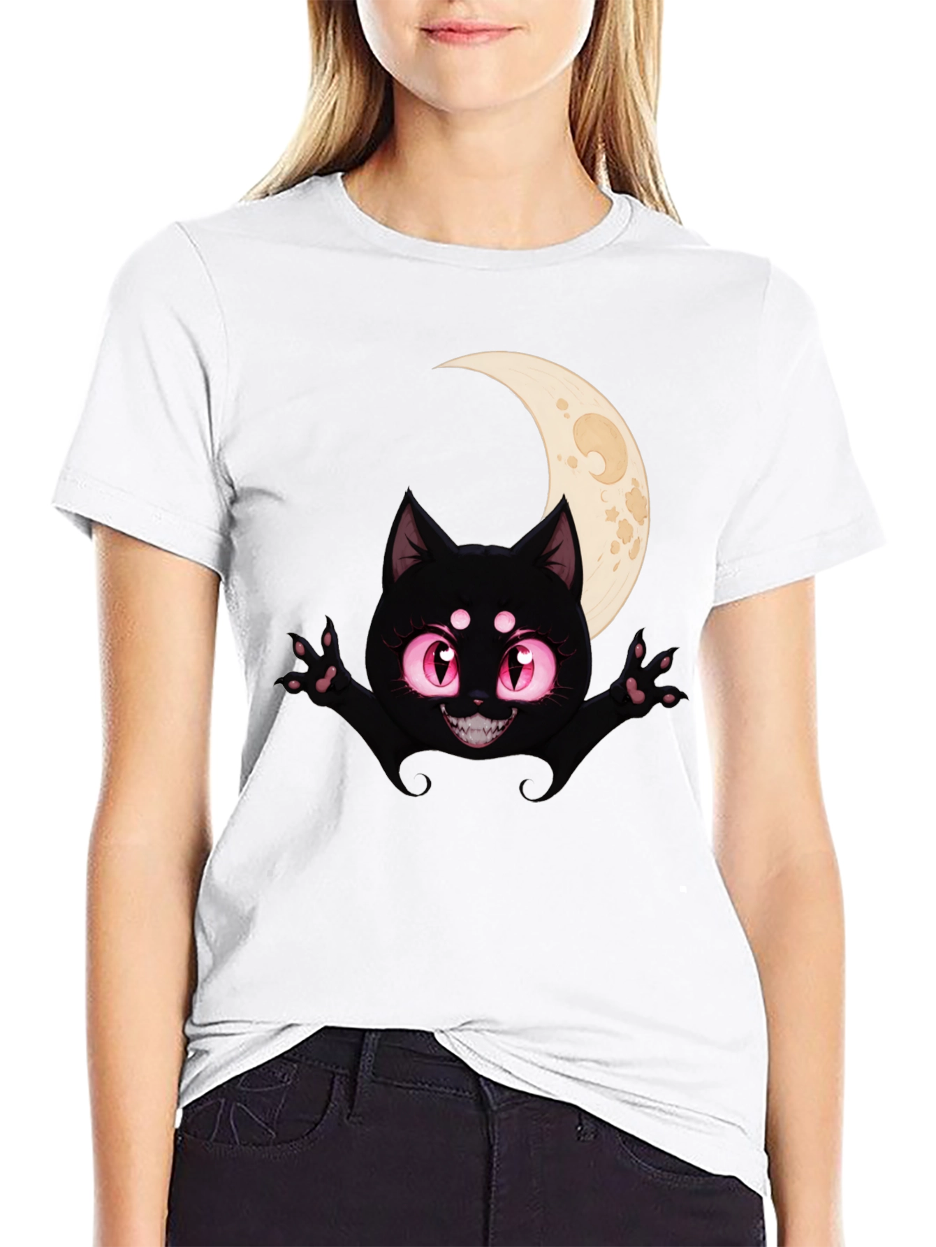 Black Cat Moon T-Shirt - Halloween Style