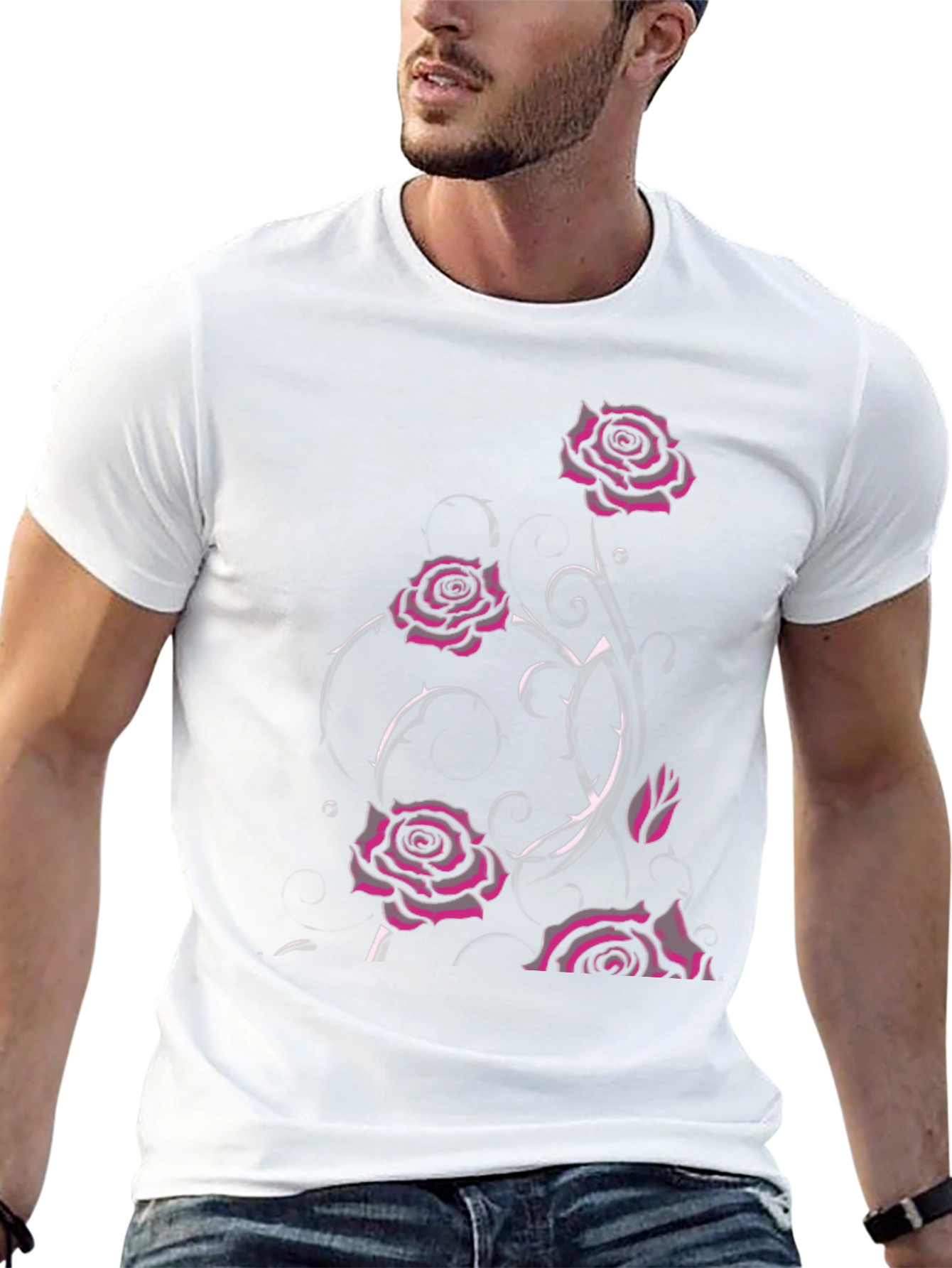 Gothic Rose T-Shirt - Dark Floral Design