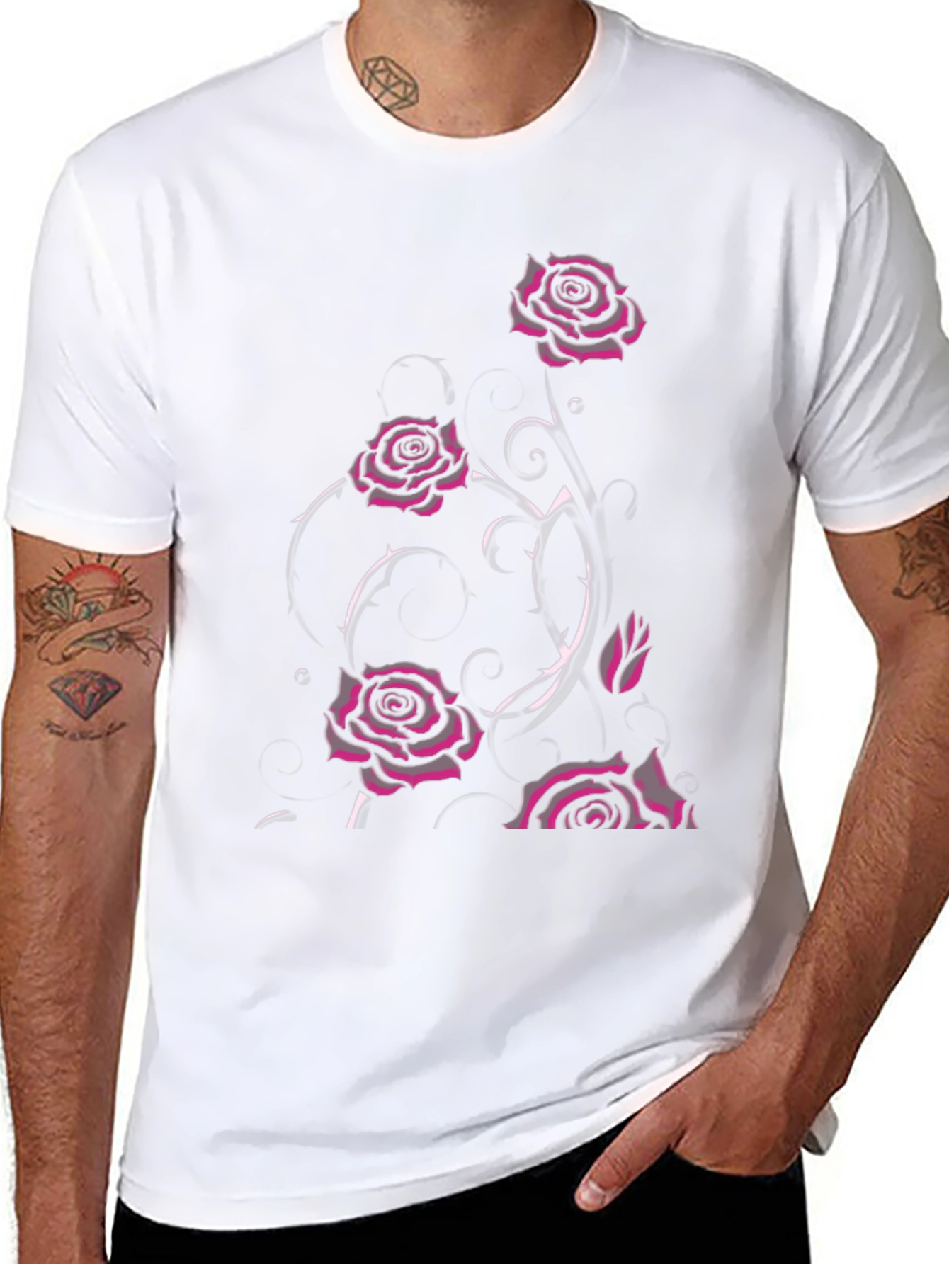 Gothic Rose T-Shirt - Dark Floral Design