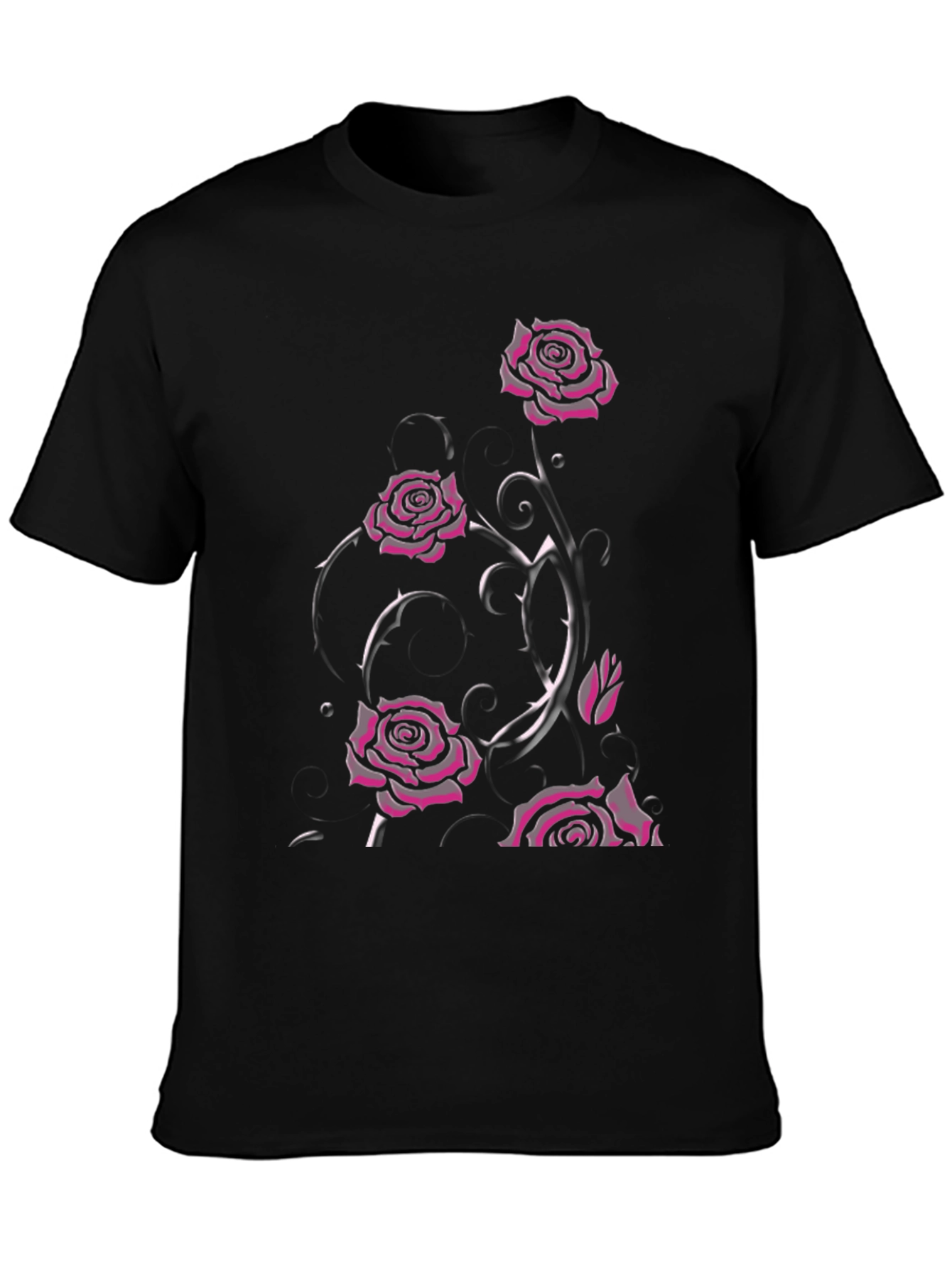 Gothic Rose T-Shirt - Dark Floral Design