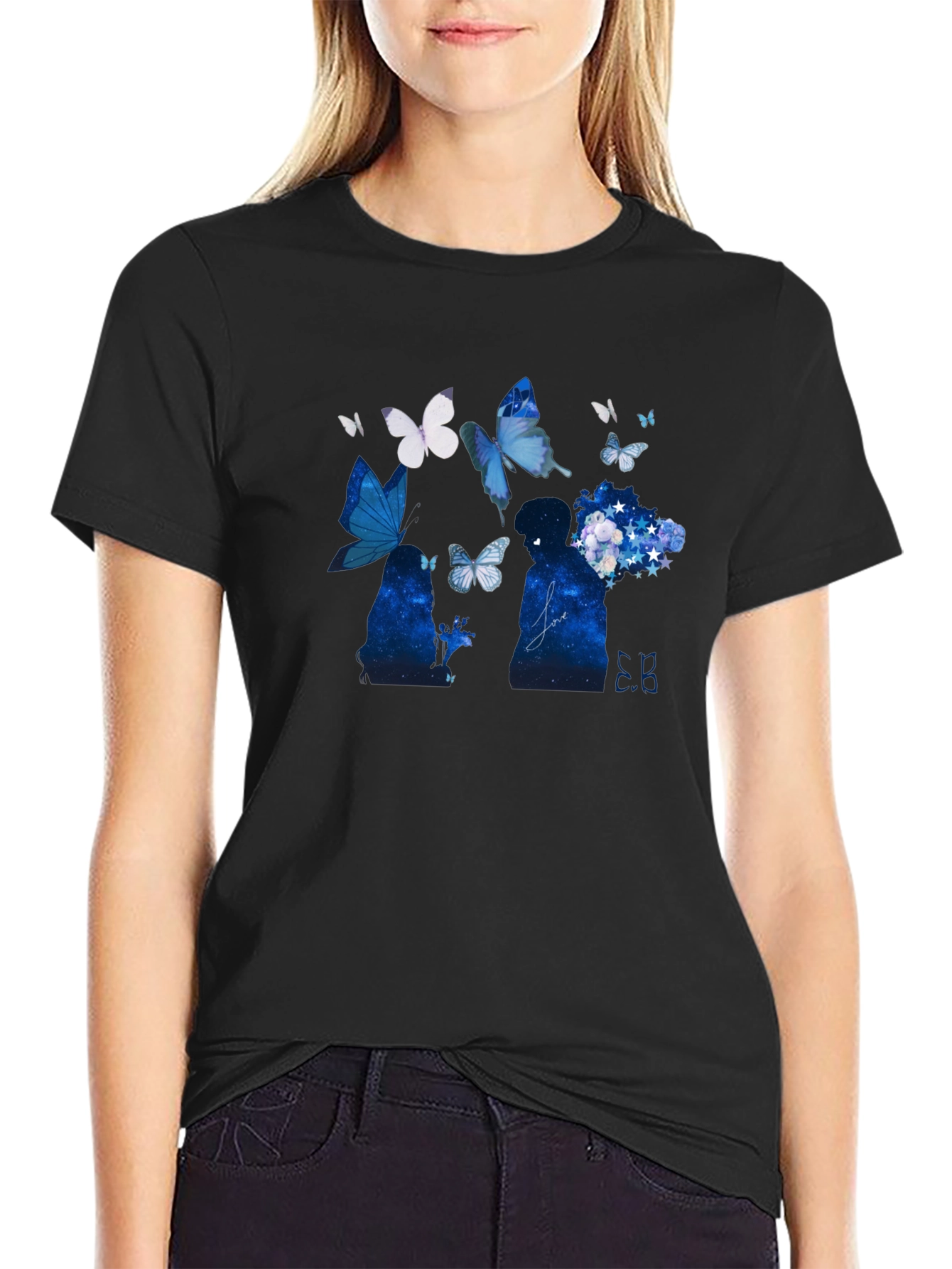 Butterfly Silhouette Black Graphic Tee