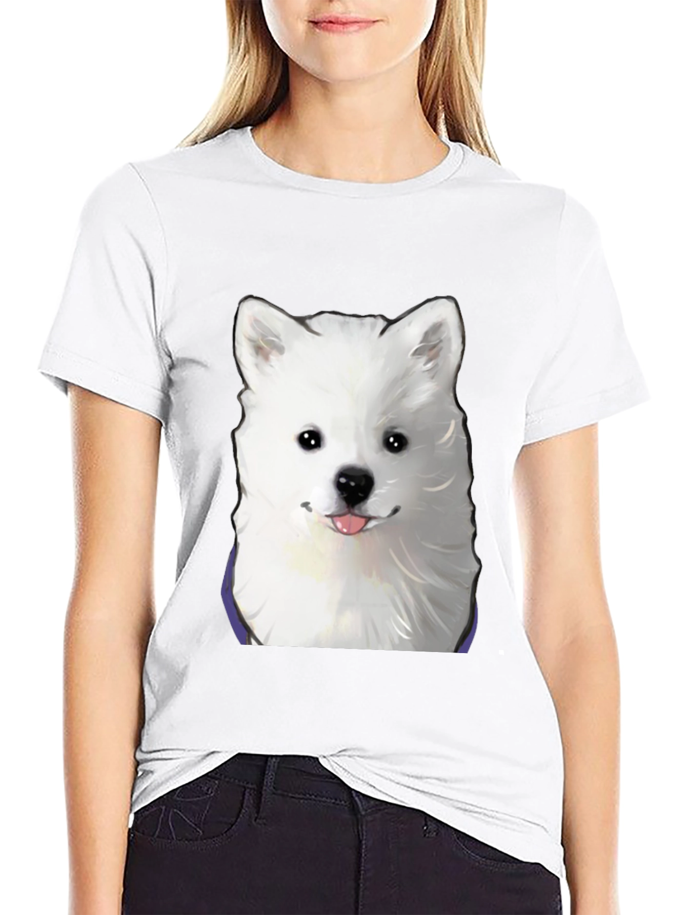 Cute Dog Graphic Print Black T-Shirt