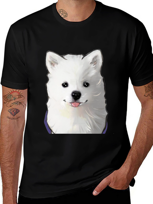 Cute Dog Graphic Print Black T-Shirt