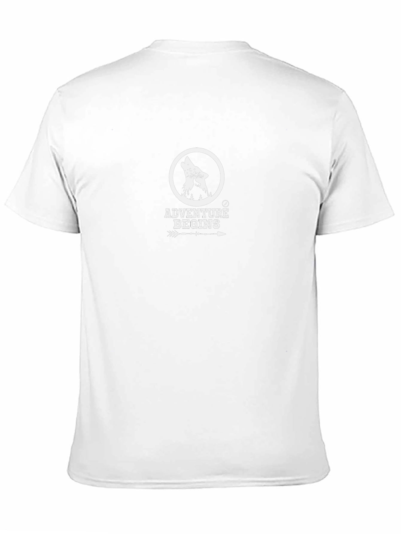 Adventure Begins Black T-Shirt with Wolf Graphic