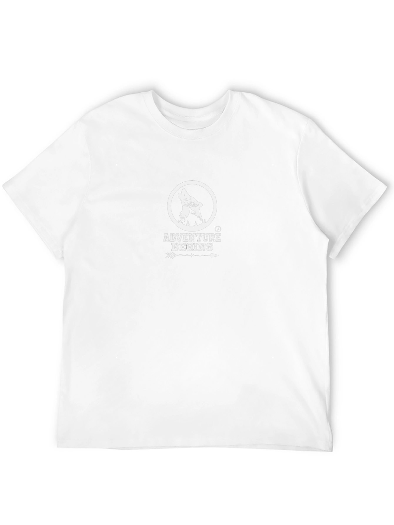 Adventure Begins Black T-Shirt with Wolf Graphic