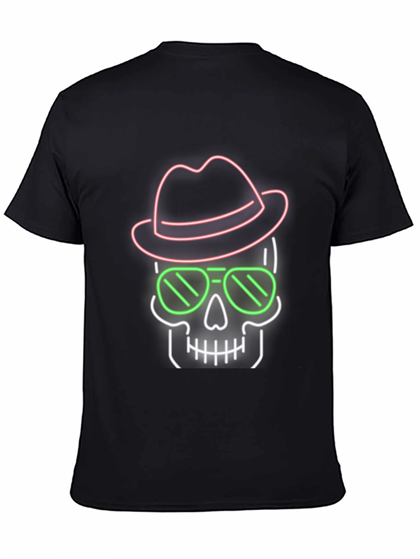 Neon Skull T-Shirt - Hat & Sunglasses Graphic Tee
