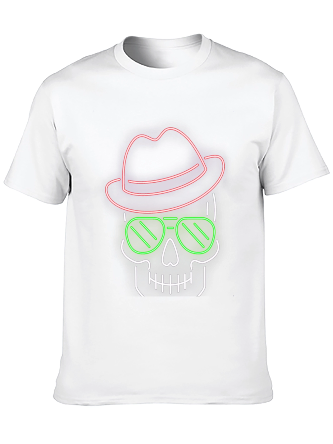 Neon Skull T-Shirt - Hat & Sunglasses Graphic Tee