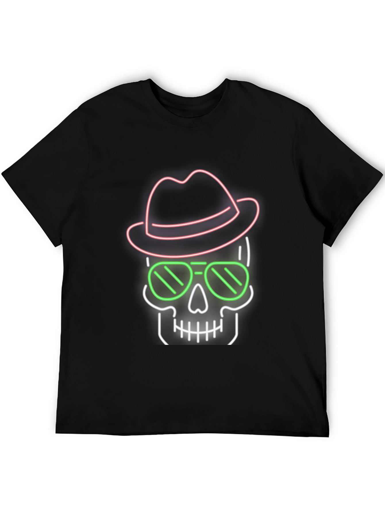 Neon Skull T-Shirt - Hat & Sunglasses Graphic Tee