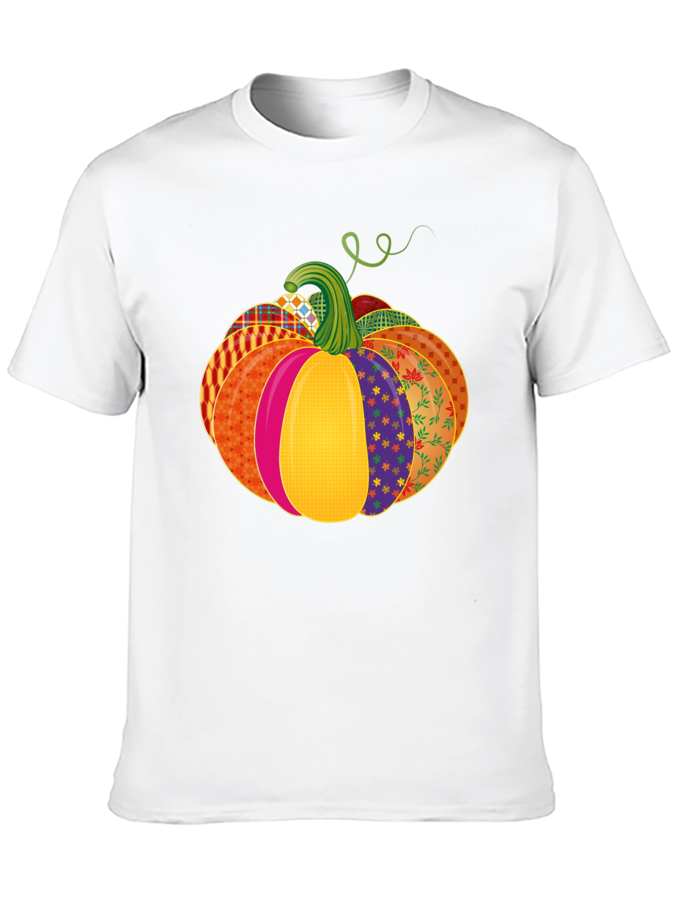 Festive Patchwork Pumpkin T-Shirt - Autumn Style