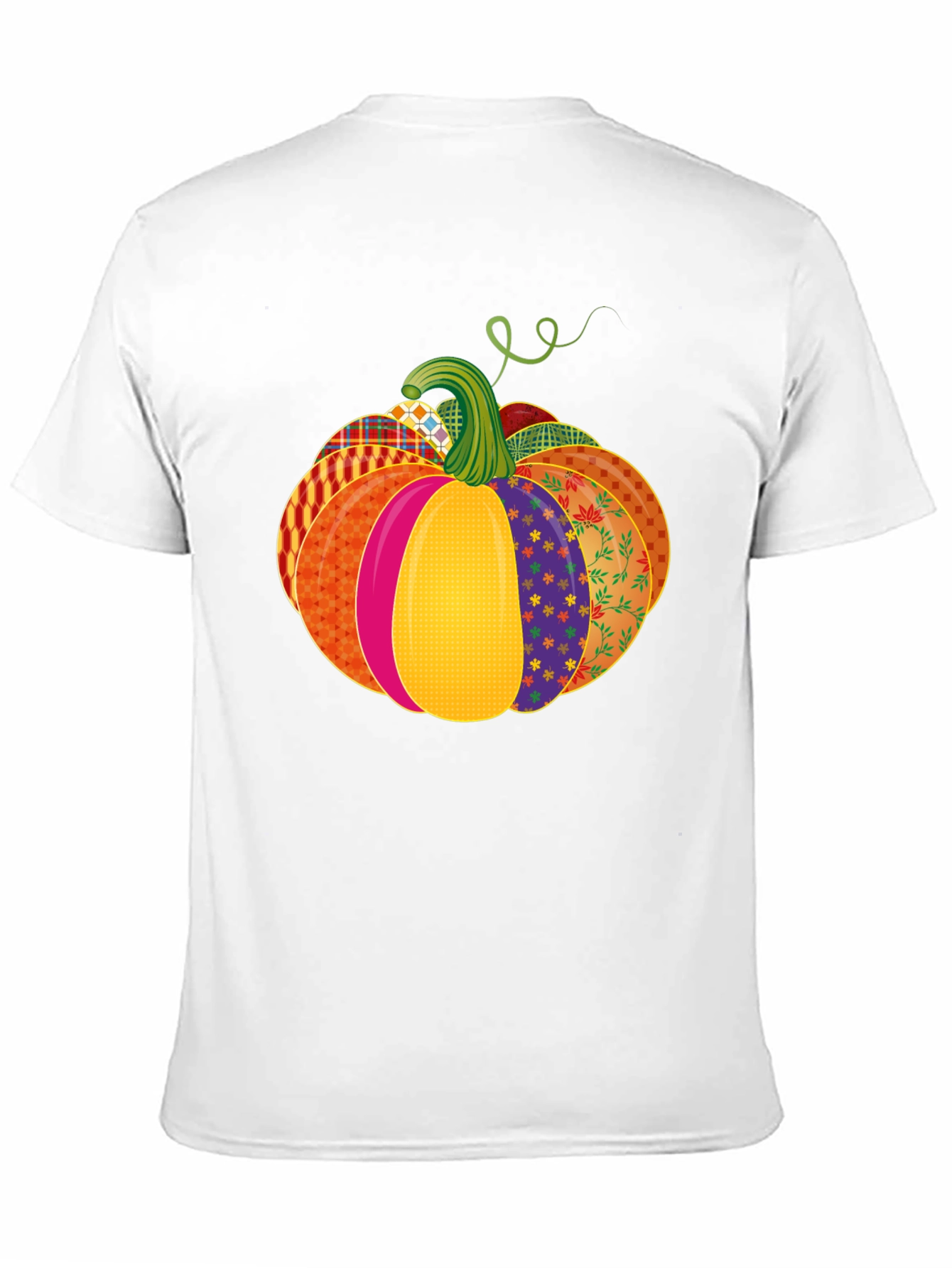 Festive Patchwork Pumpkin T-Shirt - Autumn Style