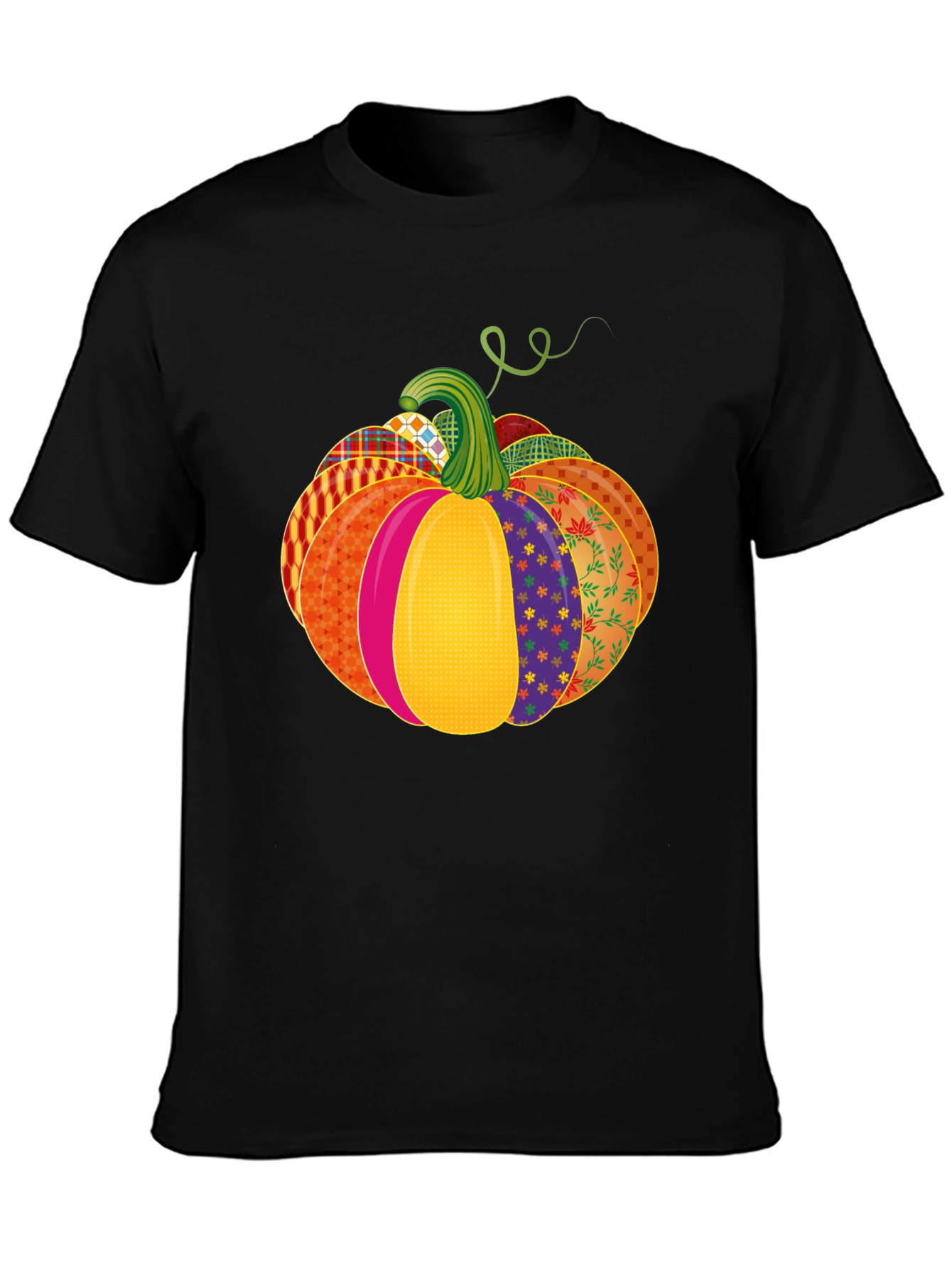 Festive Patchwork Pumpkin T-Shirt - Autumn Style