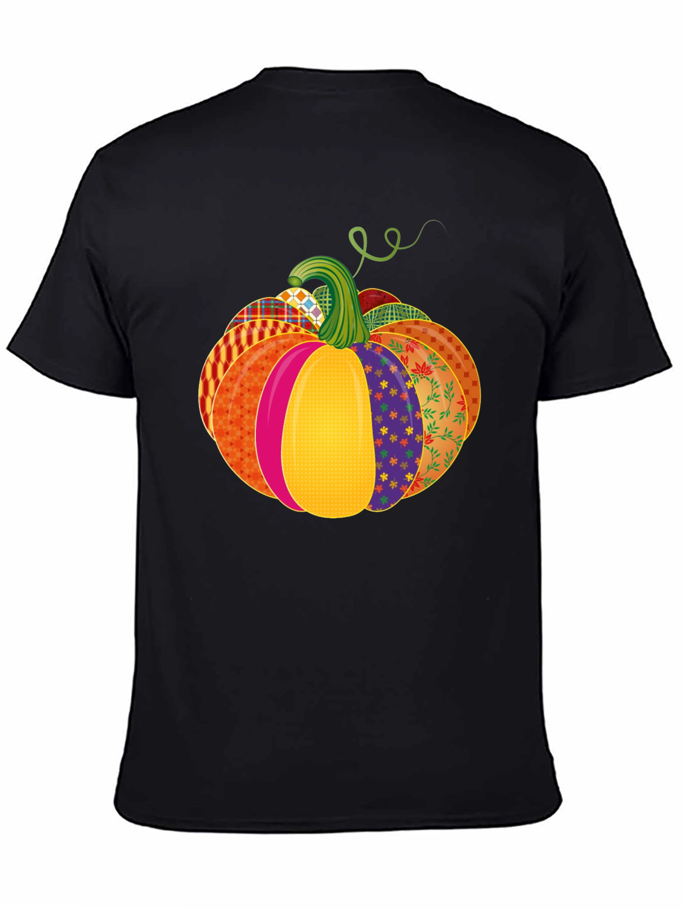 Festive Patchwork Pumpkin T-Shirt - Autumn Style