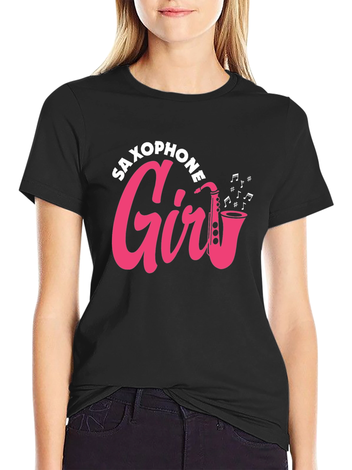 Saxophone Girl Graphic Tee - Music Lover T-Shirt
