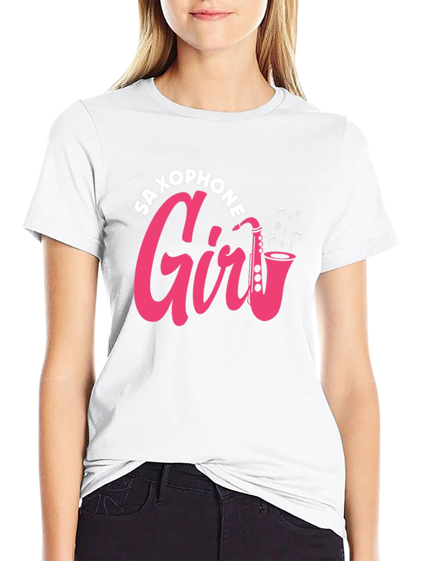 Saxophone Girl Graphic Tee - Music Lover T-Shirt