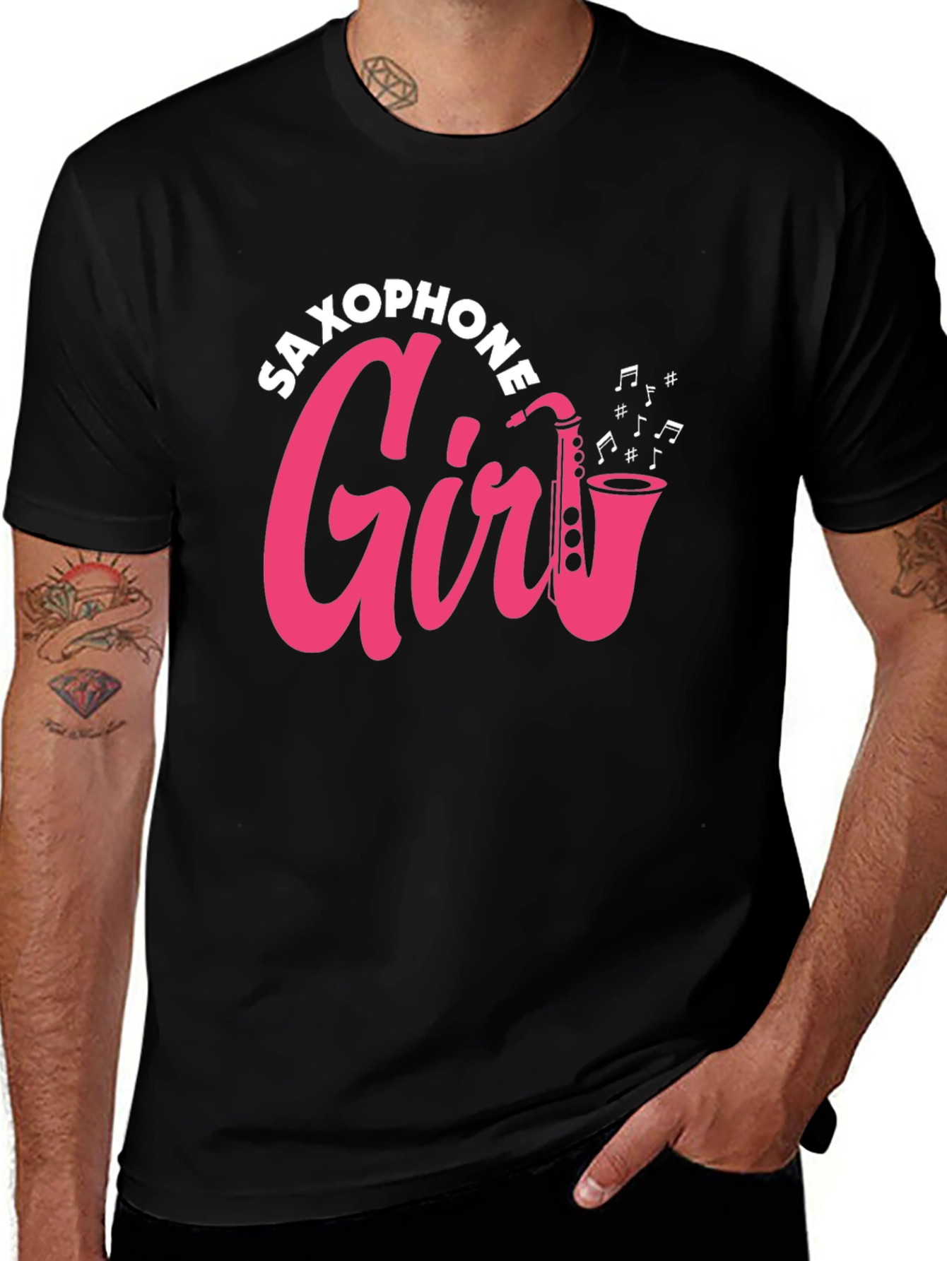 Saxophone Girl Graphic Tee - Music Lover T-Shirt