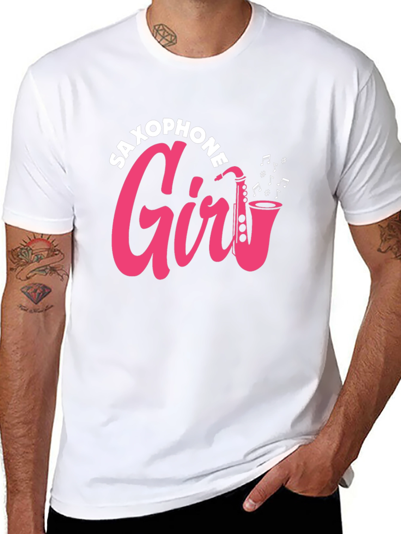 Saxophone Girl Graphic Tee - Music Lover T-Shirt