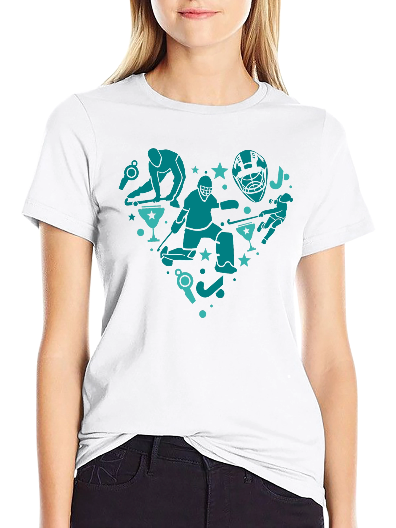 Hockey Heart Graphic T-Shirt - Black
