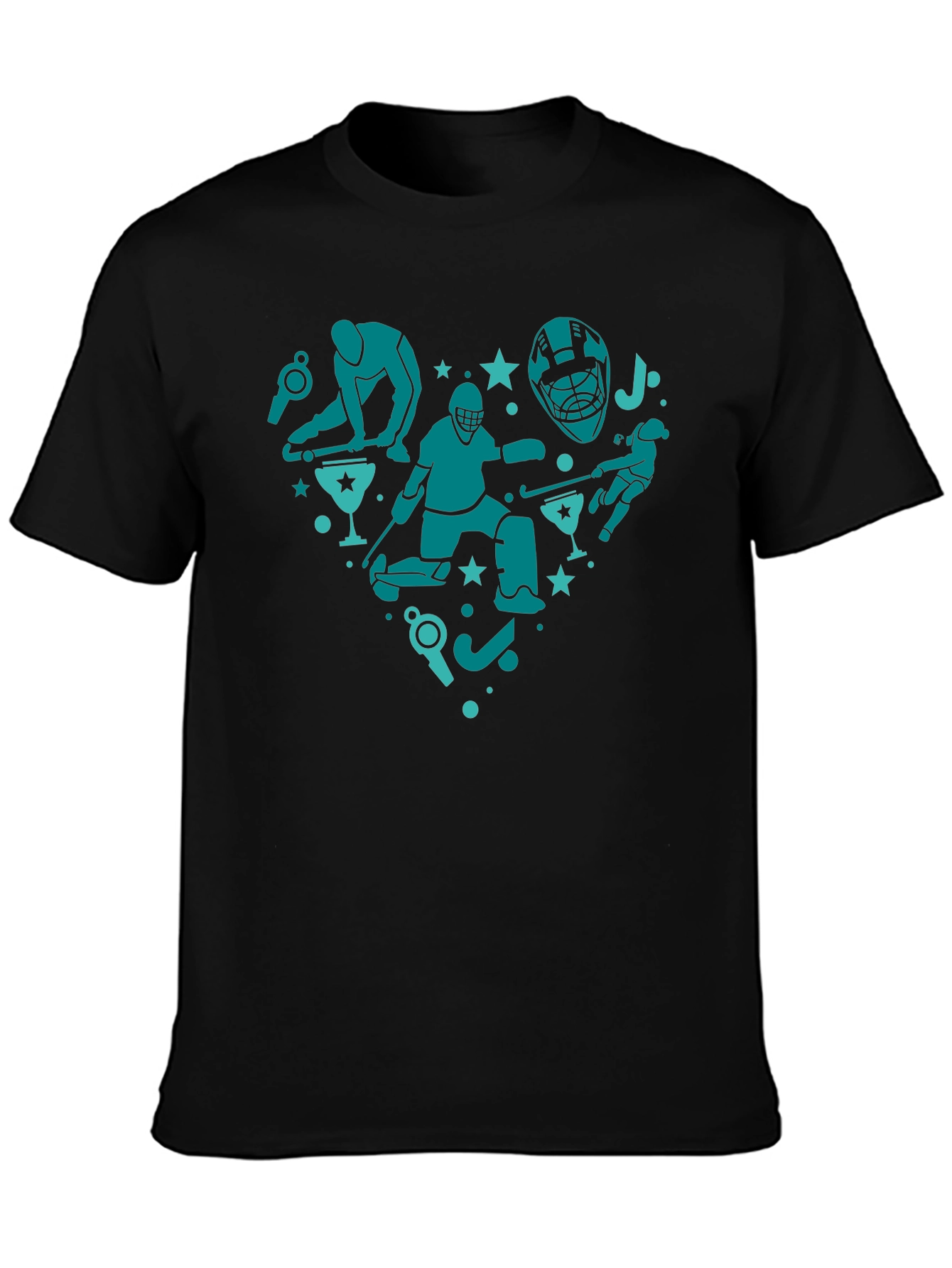 Hockey Heart Graphic T-Shirt - Black