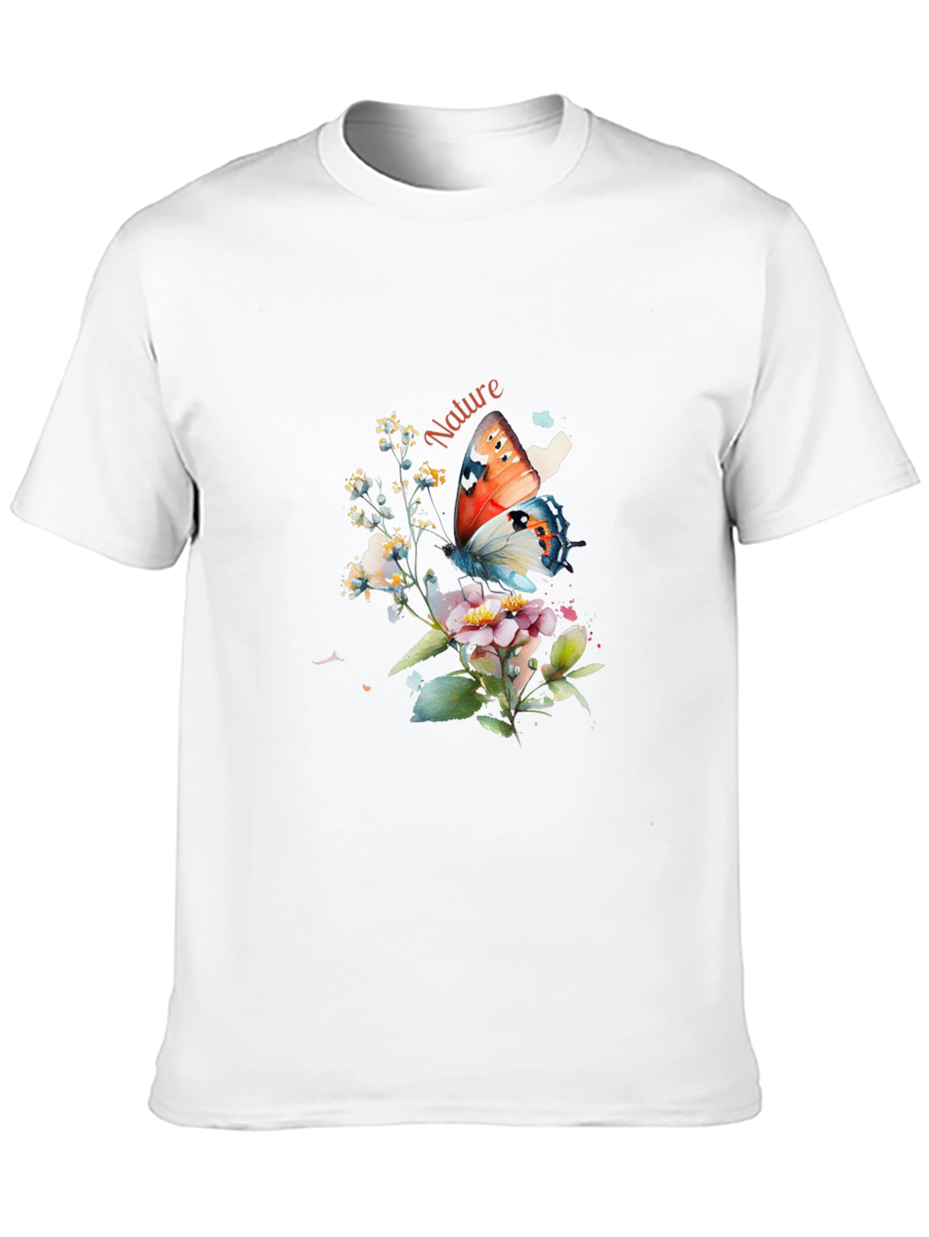 Nature Butterfly Graphic T-Shirt - Black